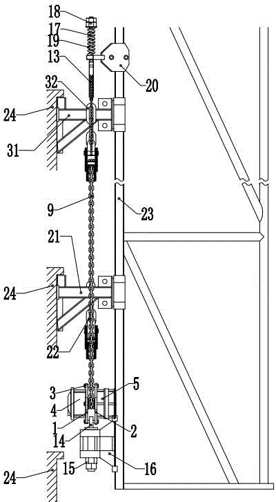 Lifting device for building-attached lifting scaffold