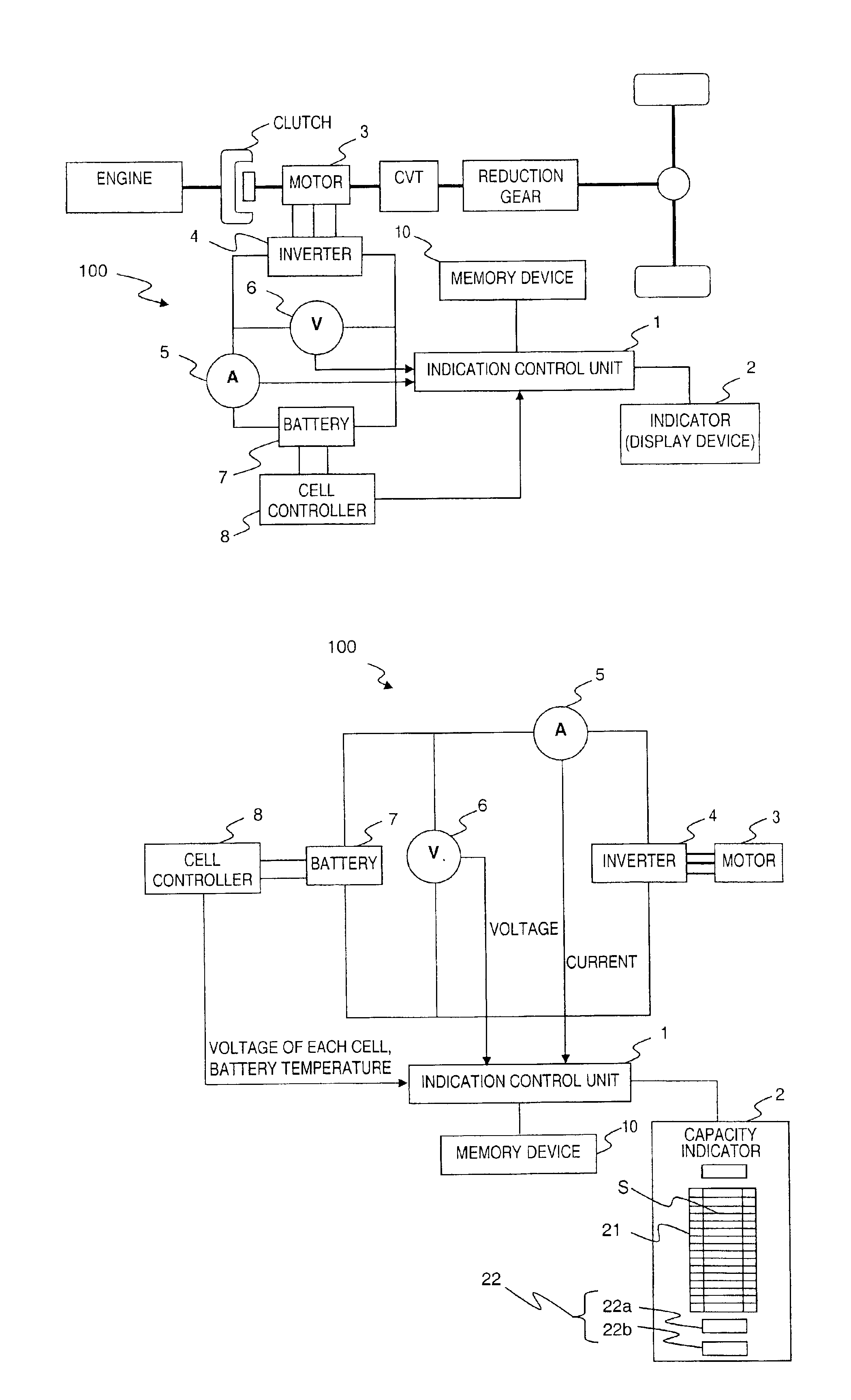 Capacity indicating device and method thereof