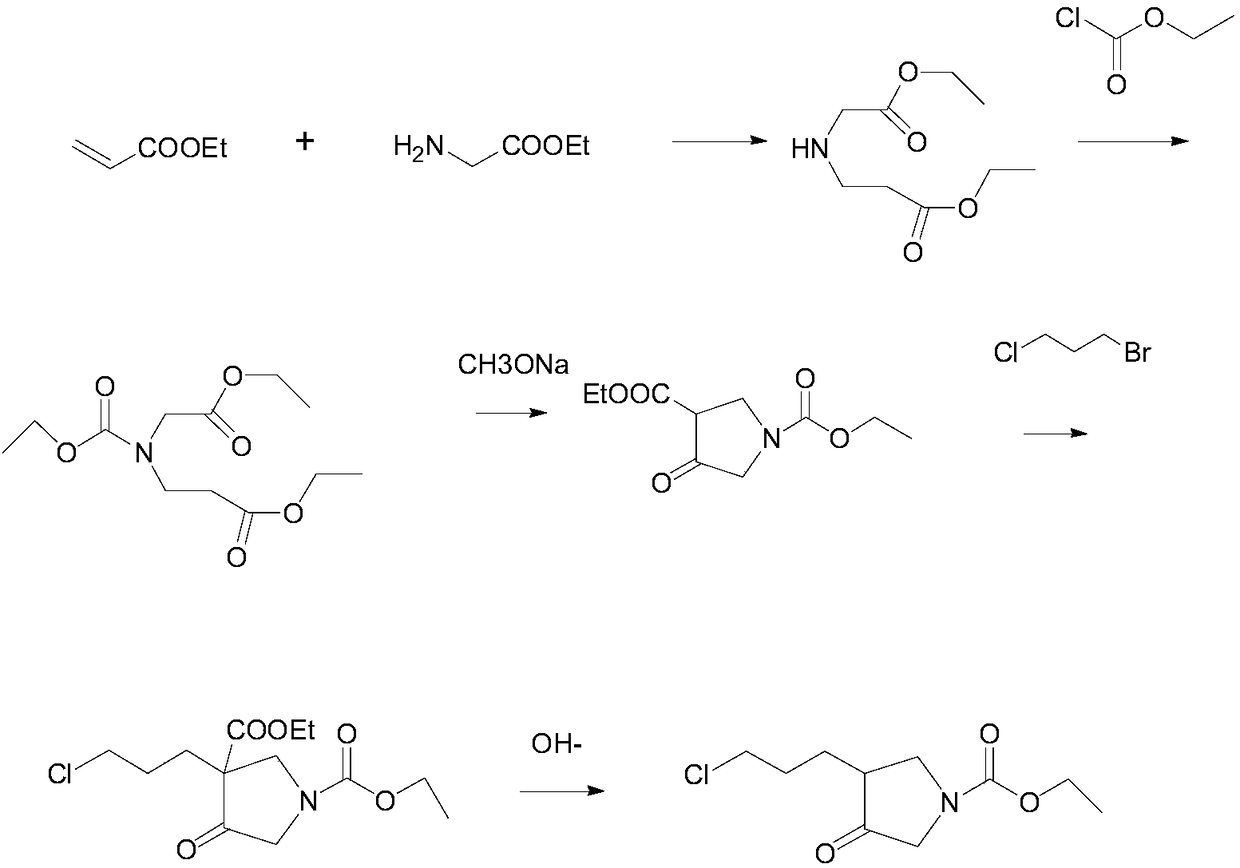 Method for preparing 3-(3-chloropropyl)-4-oxopyrrolidine-1-ethyl carboxylate