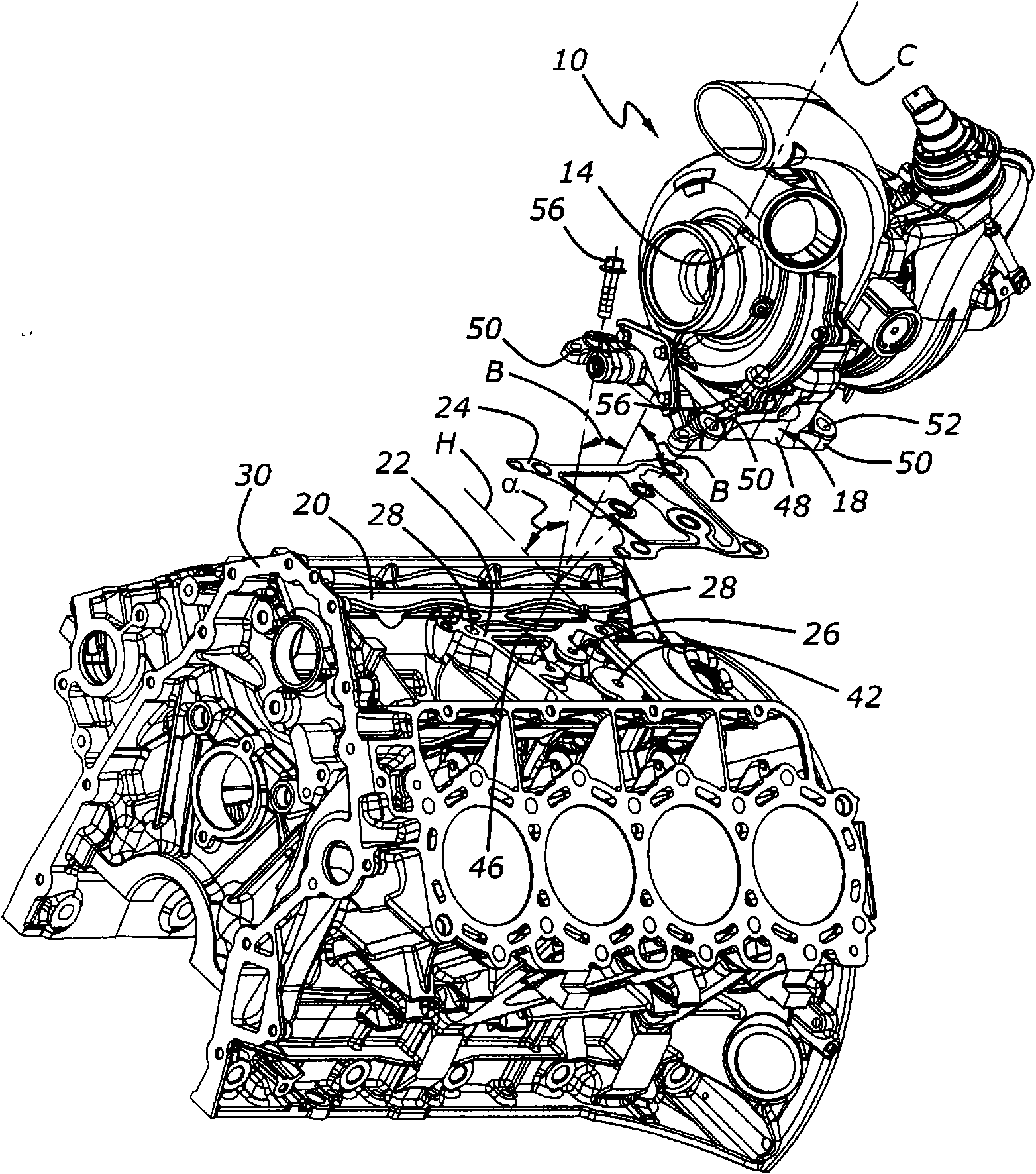 Scaffold mounted turbocharger system for internal combustion engine