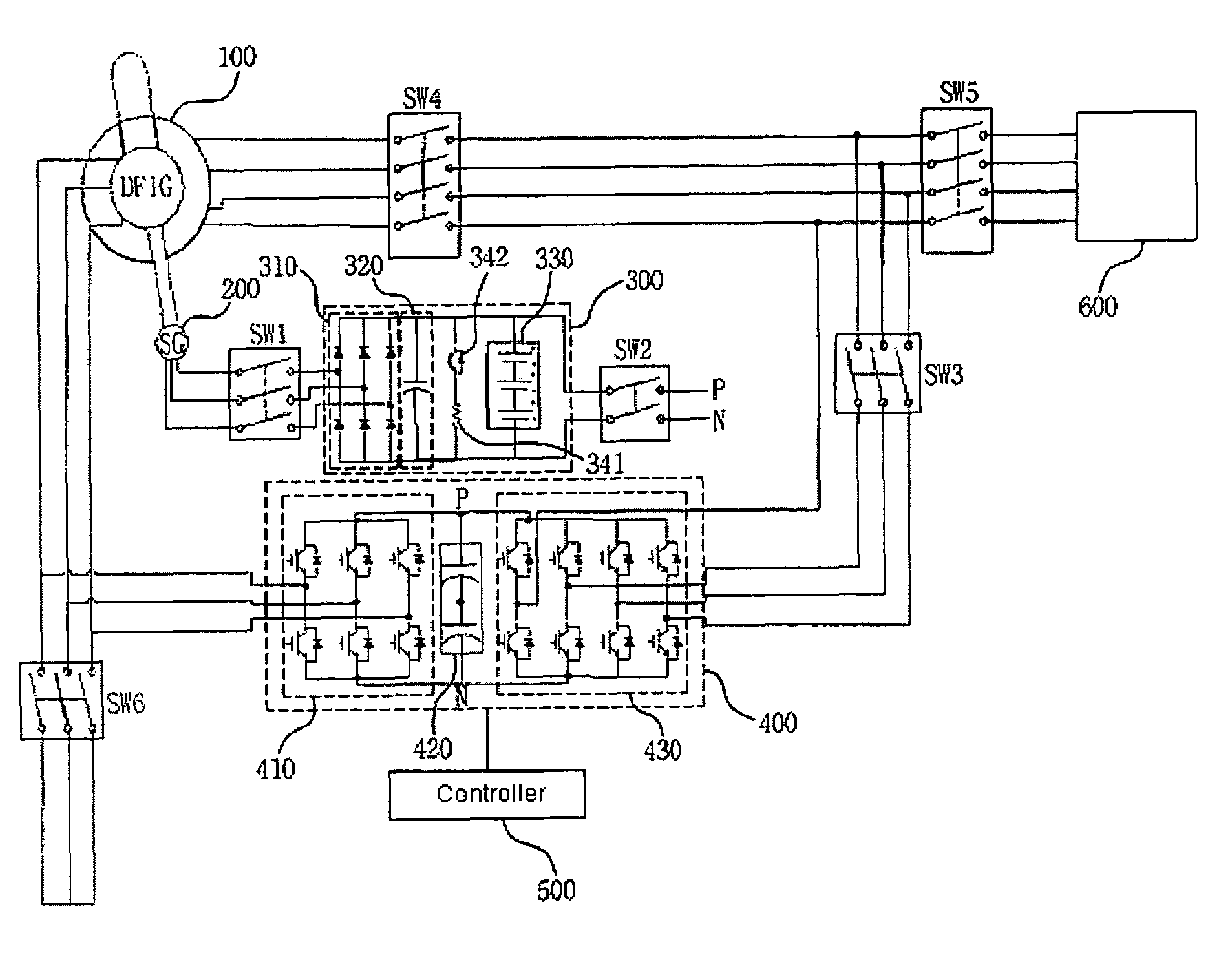 Electric power converting device and power converting method for controlling doubly-fed induction generator
