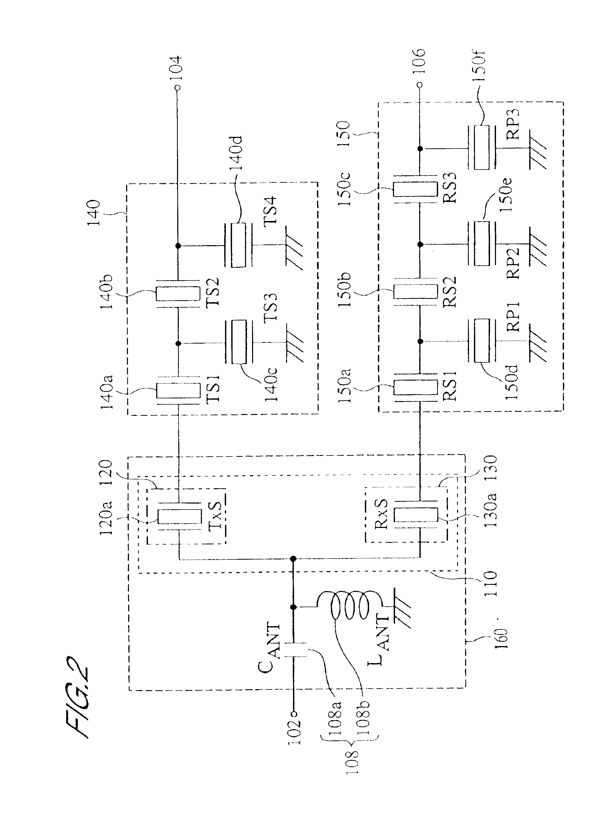 Saw branching filter with a branching filter circuit formed on the package