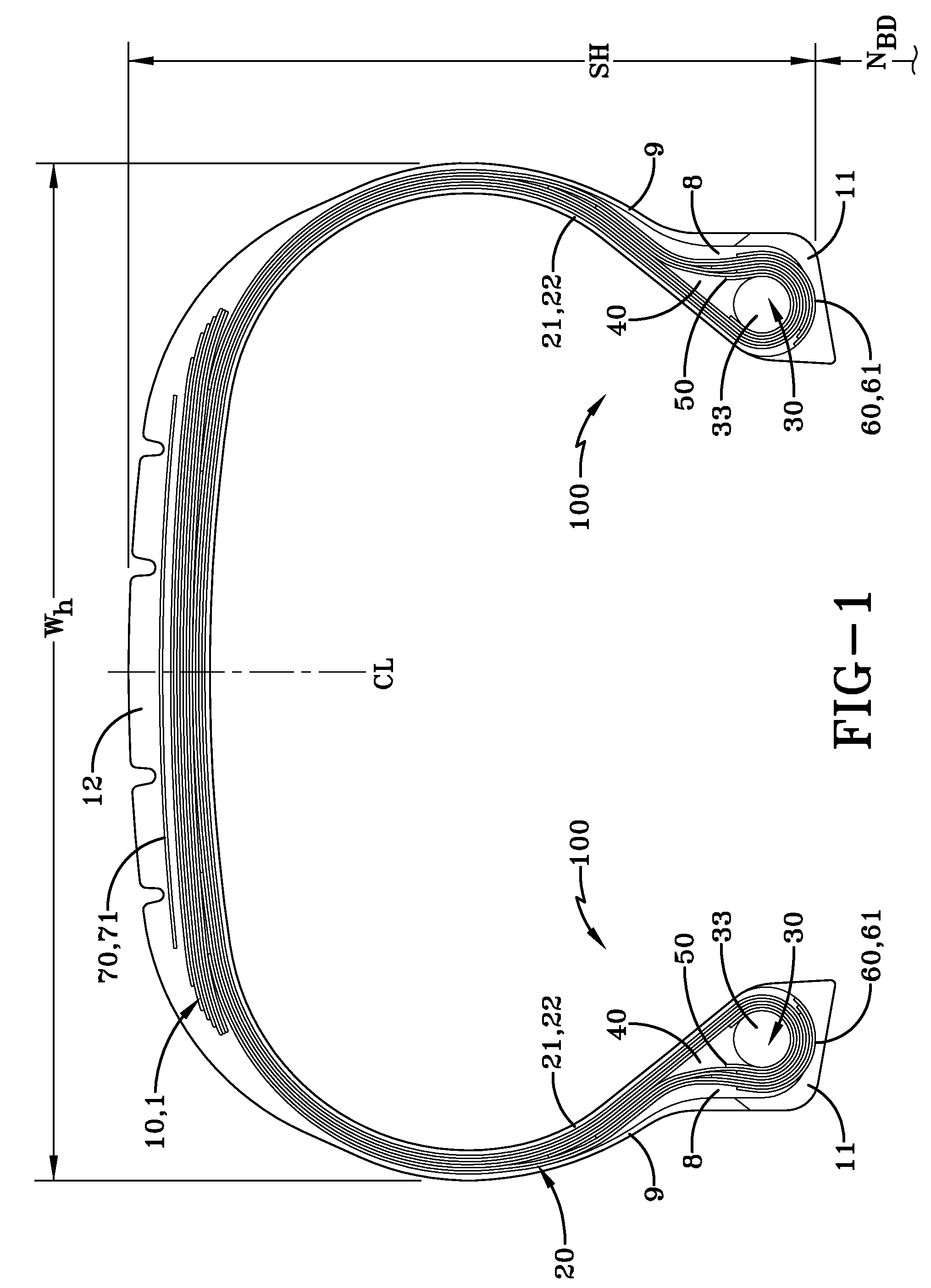 Radial tire for aircraft with specified merged cords