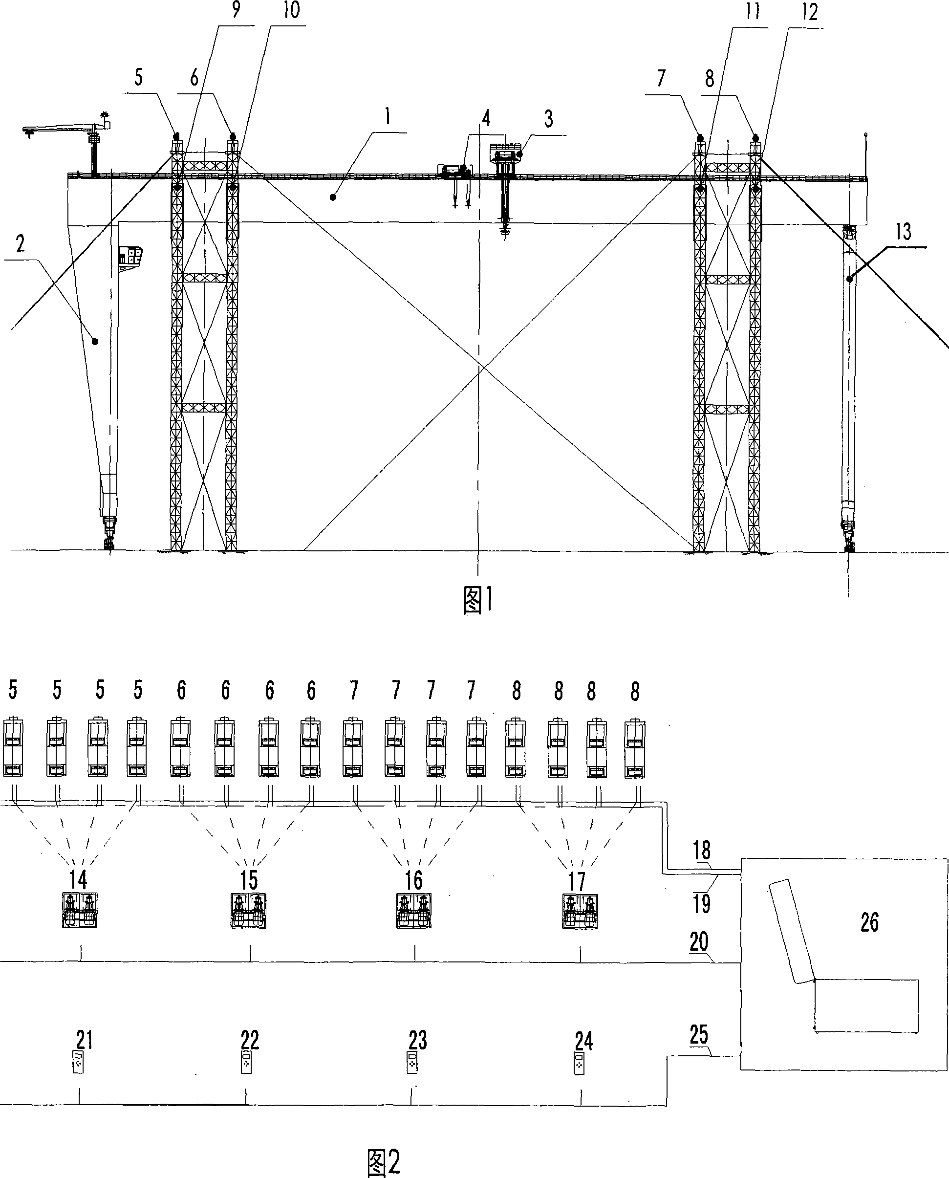 Process of installing multiple-tower combination of gantry