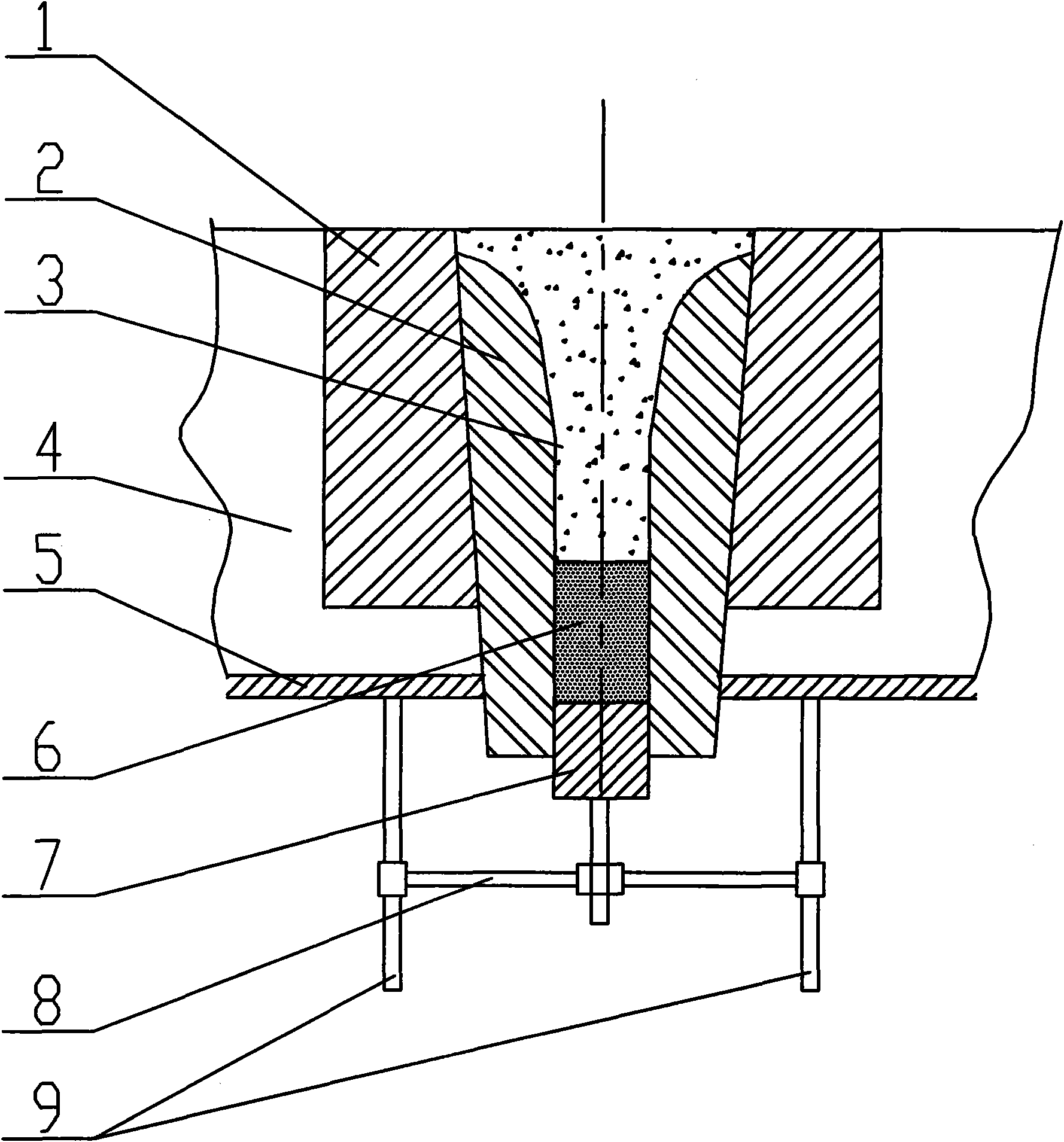 Nozzle structure at bottom of refining furnace and nozzle filling method