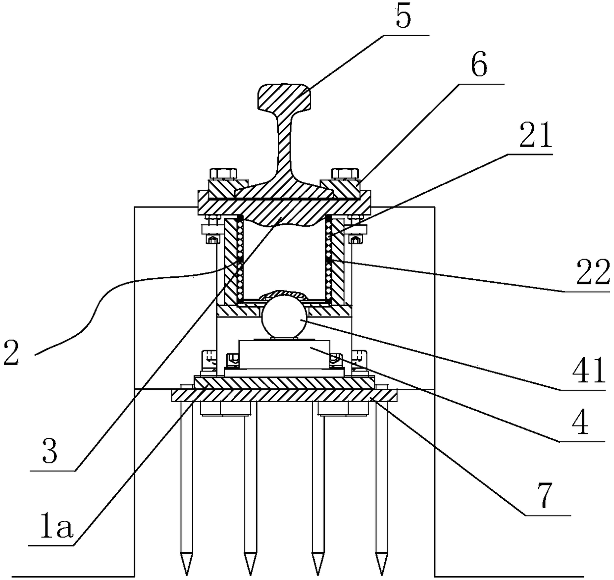 Bearing mechanism for locomotive weighing platform, measuring mechanism unit, and weighing platform