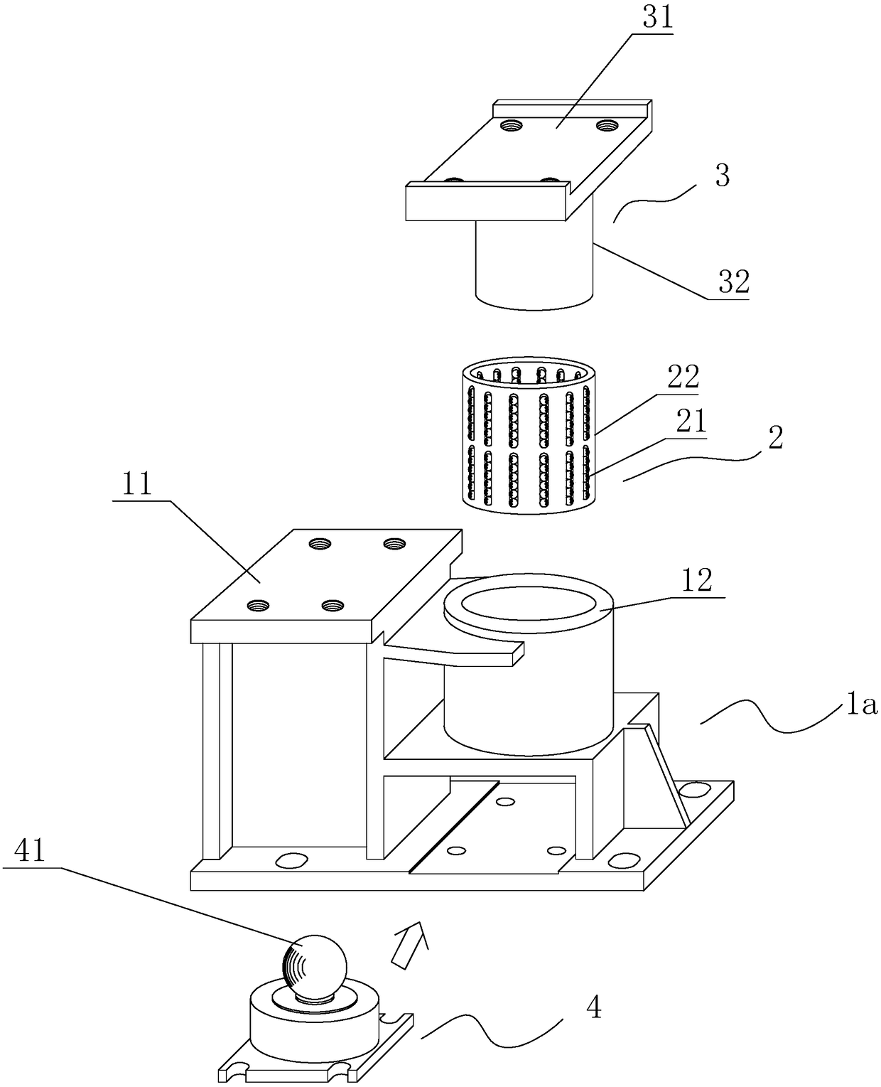 Bearing mechanism for locomotive weighing platform, measuring mechanism unit, and weighing platform