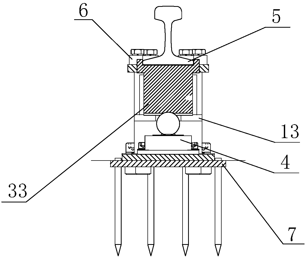 Bearing mechanism for locomotive weighing platform, measuring mechanism unit, and weighing platform