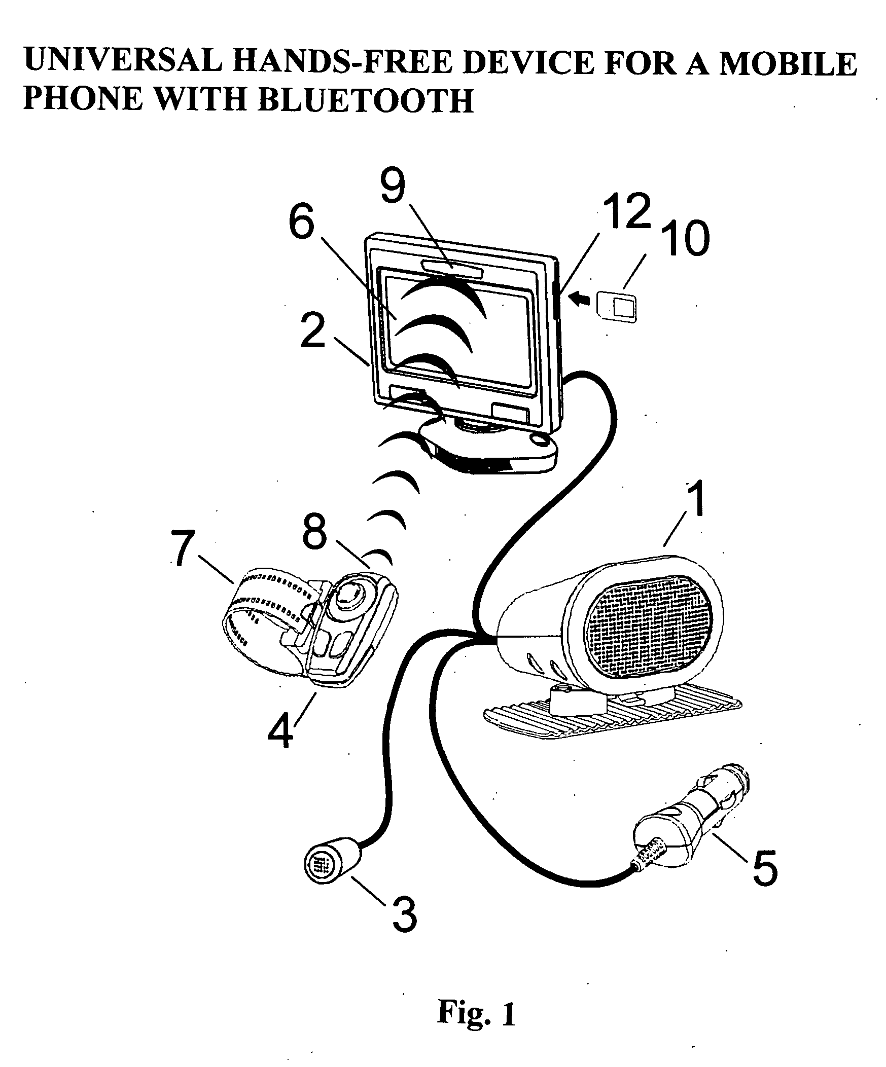 Universal hands-free device for mobile phone with BLUETOOTH