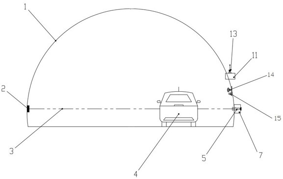Tunnel vehicle running speed detection and alarm system
