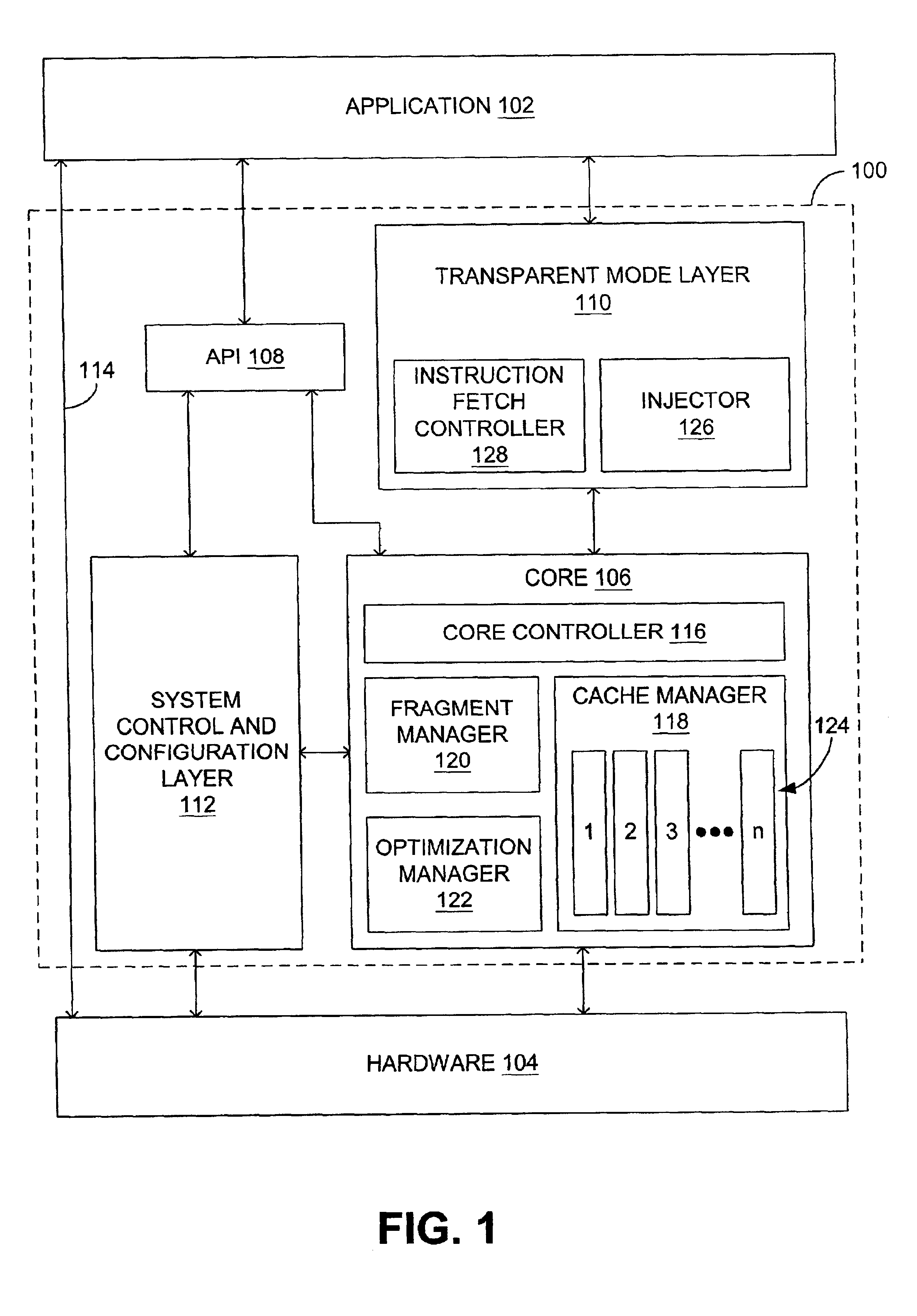 Dynamic execution layer interface for replacing instructions requiring unavailable hardware functionality with patch code and caching