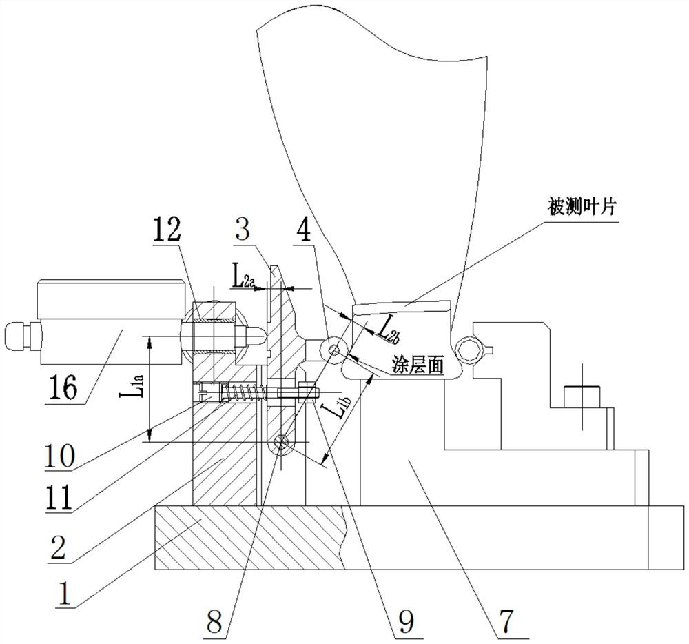 Blade tenon coating layer thickness measuring device and use method thereof