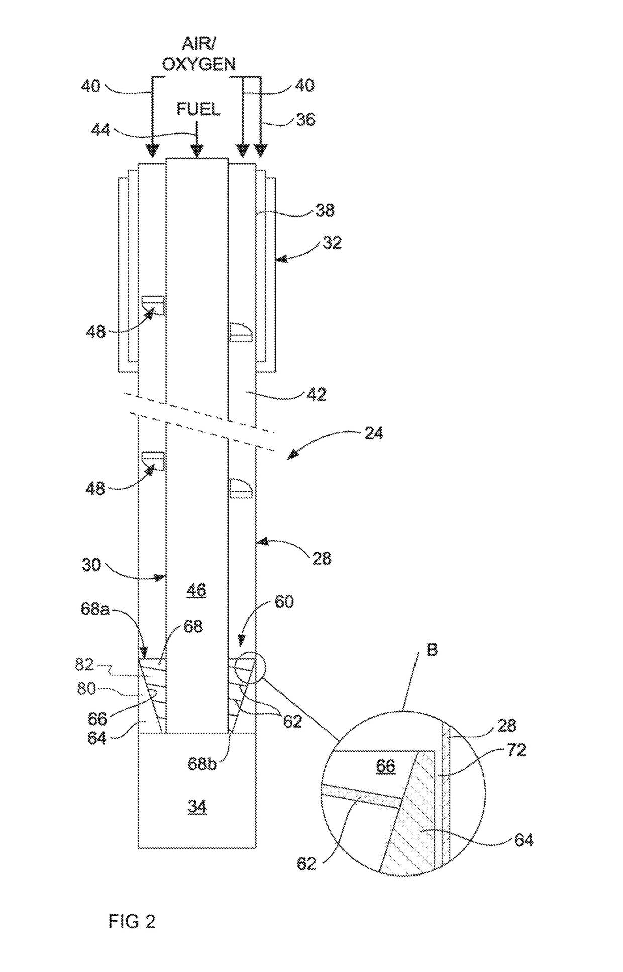 Top submerged injection lance for enhanced submerged combustion