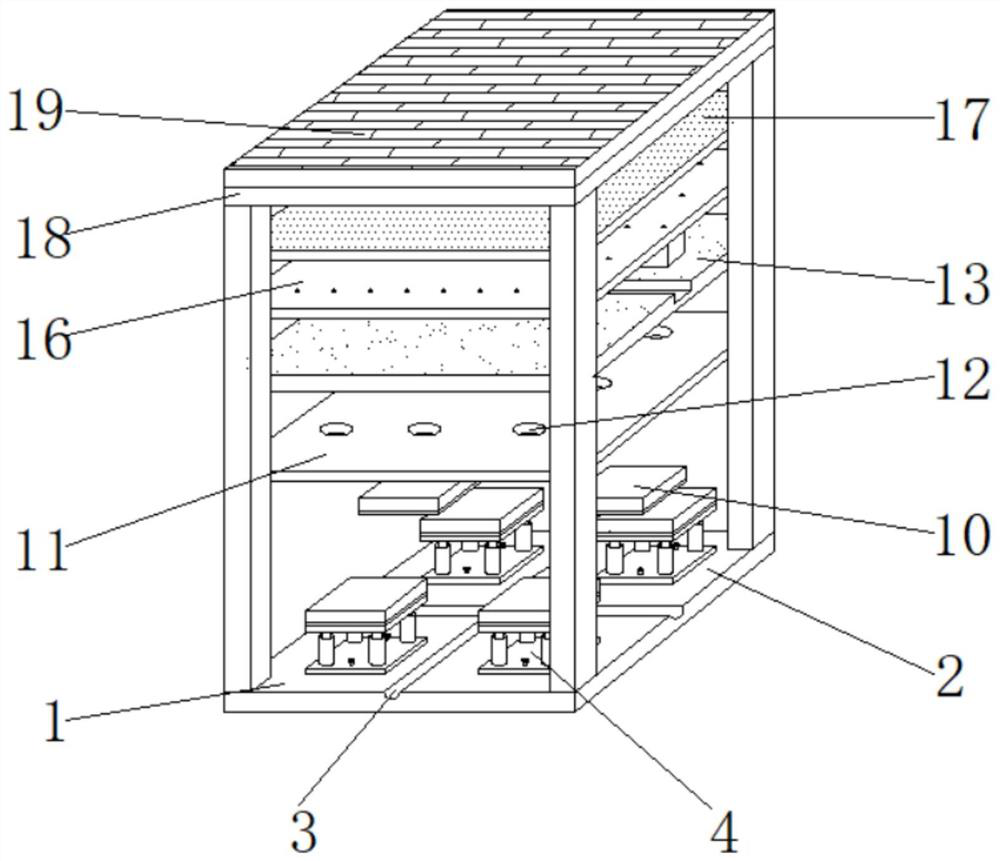 Fabricated damping floor tile mounting structure