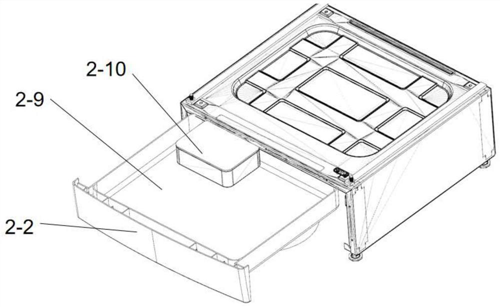 Clothes dryer or washing machine base with sweeping robot