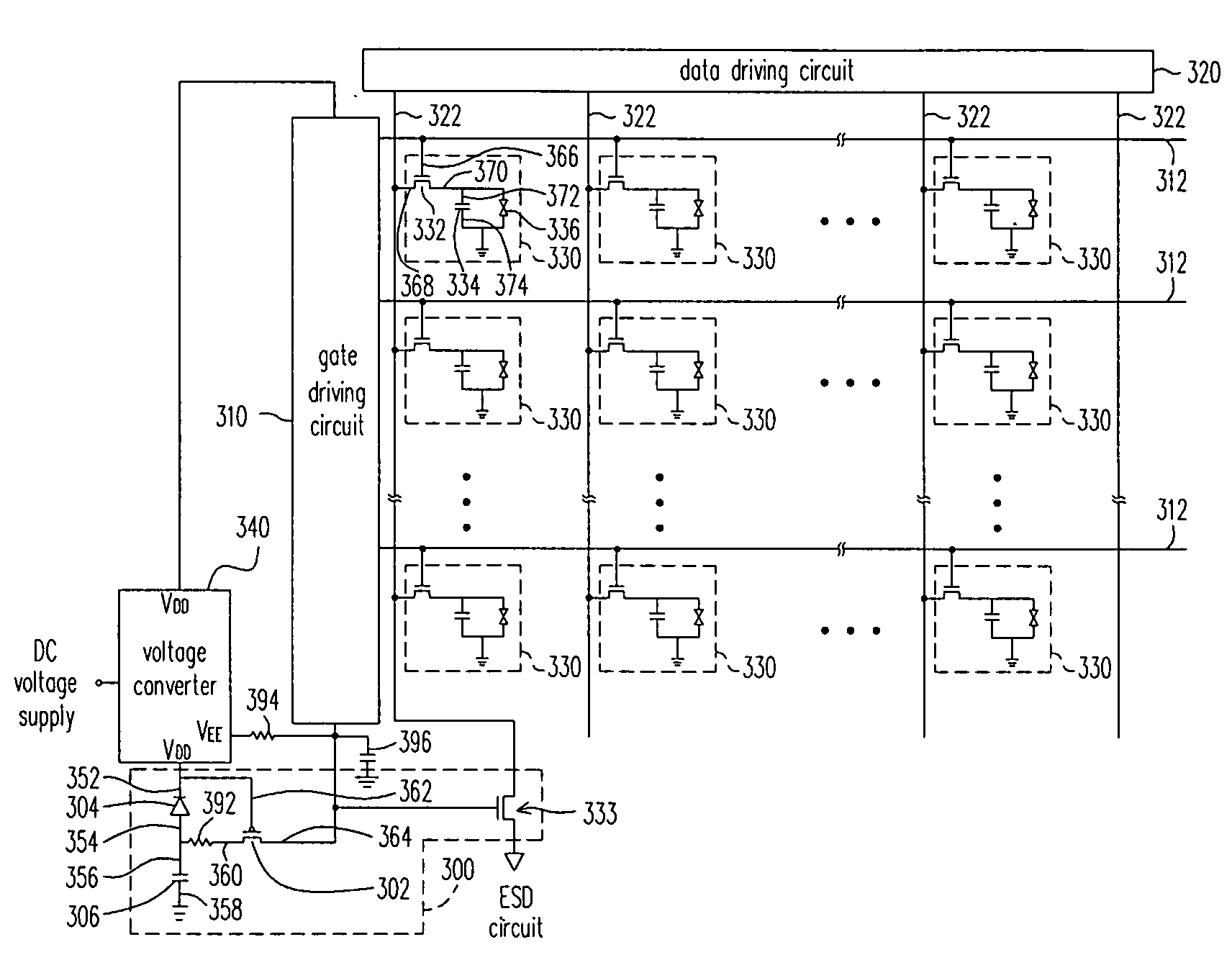 Display panel with image sticking elimination circuit and driving circuit with the same