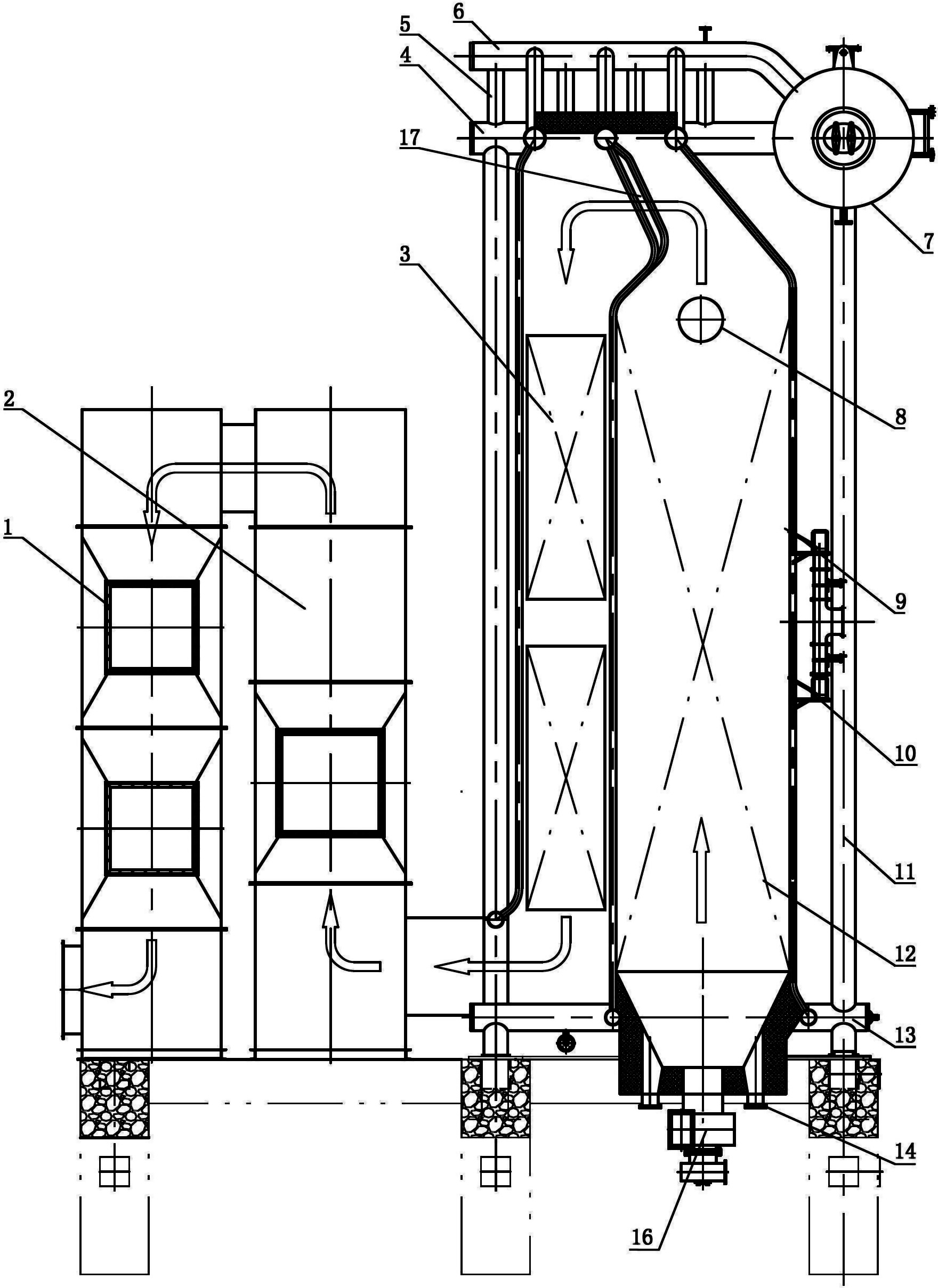 Vertical coal dust corner tube boiler