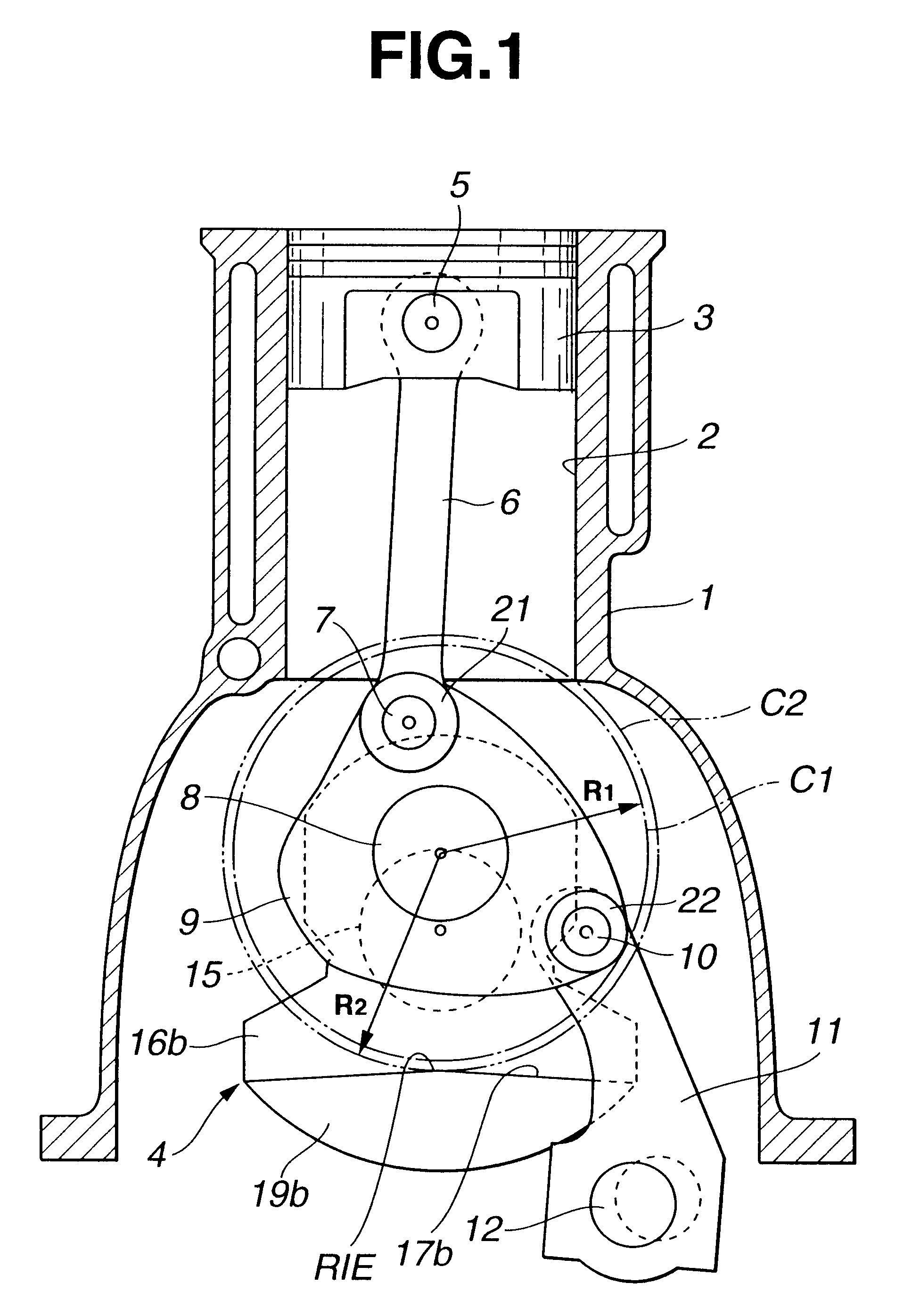 Crank mechanism of reciprocating internal combustion engine of multi-link type