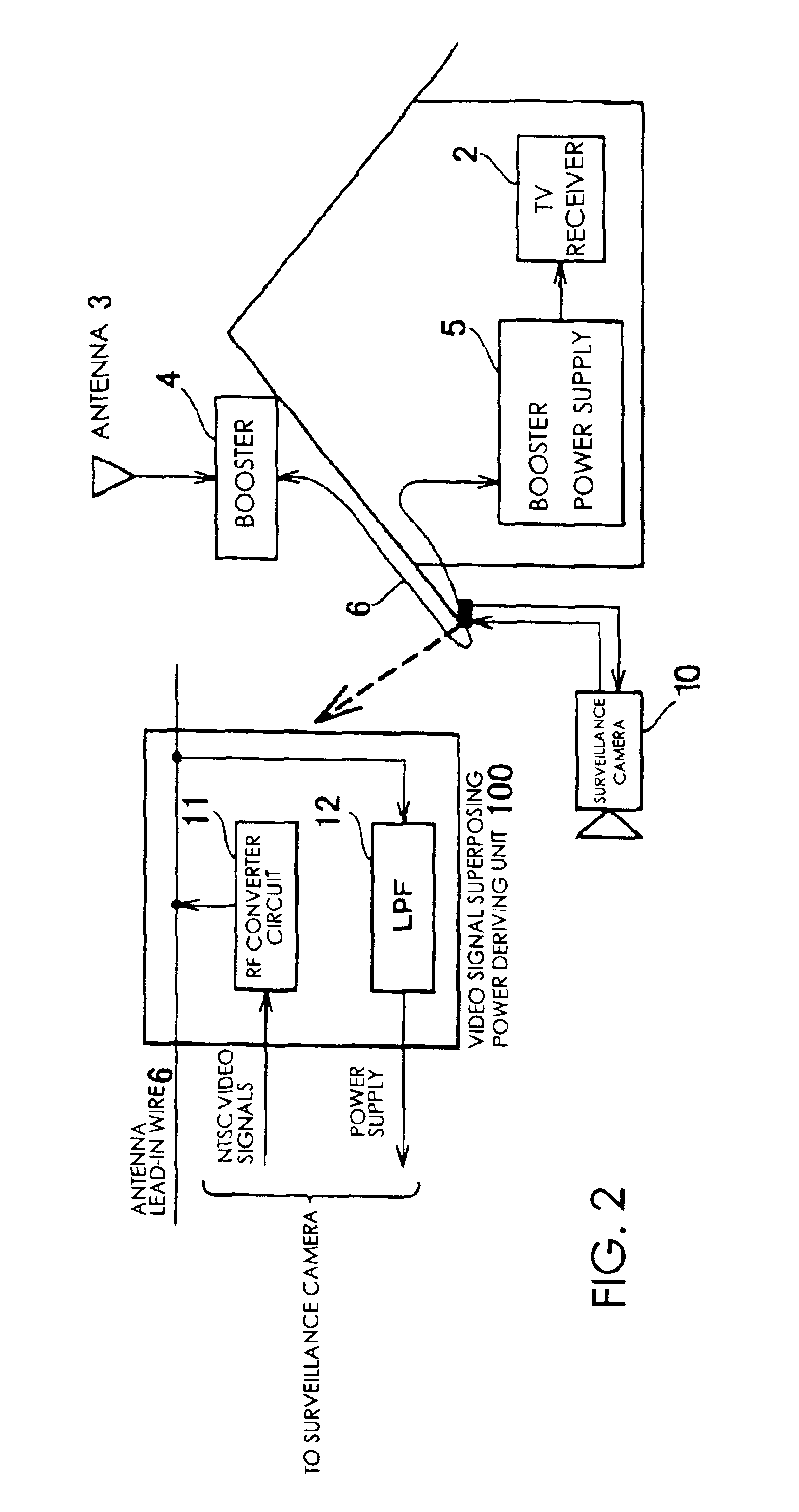 Transmitter for surveillance camera, and surveillance system