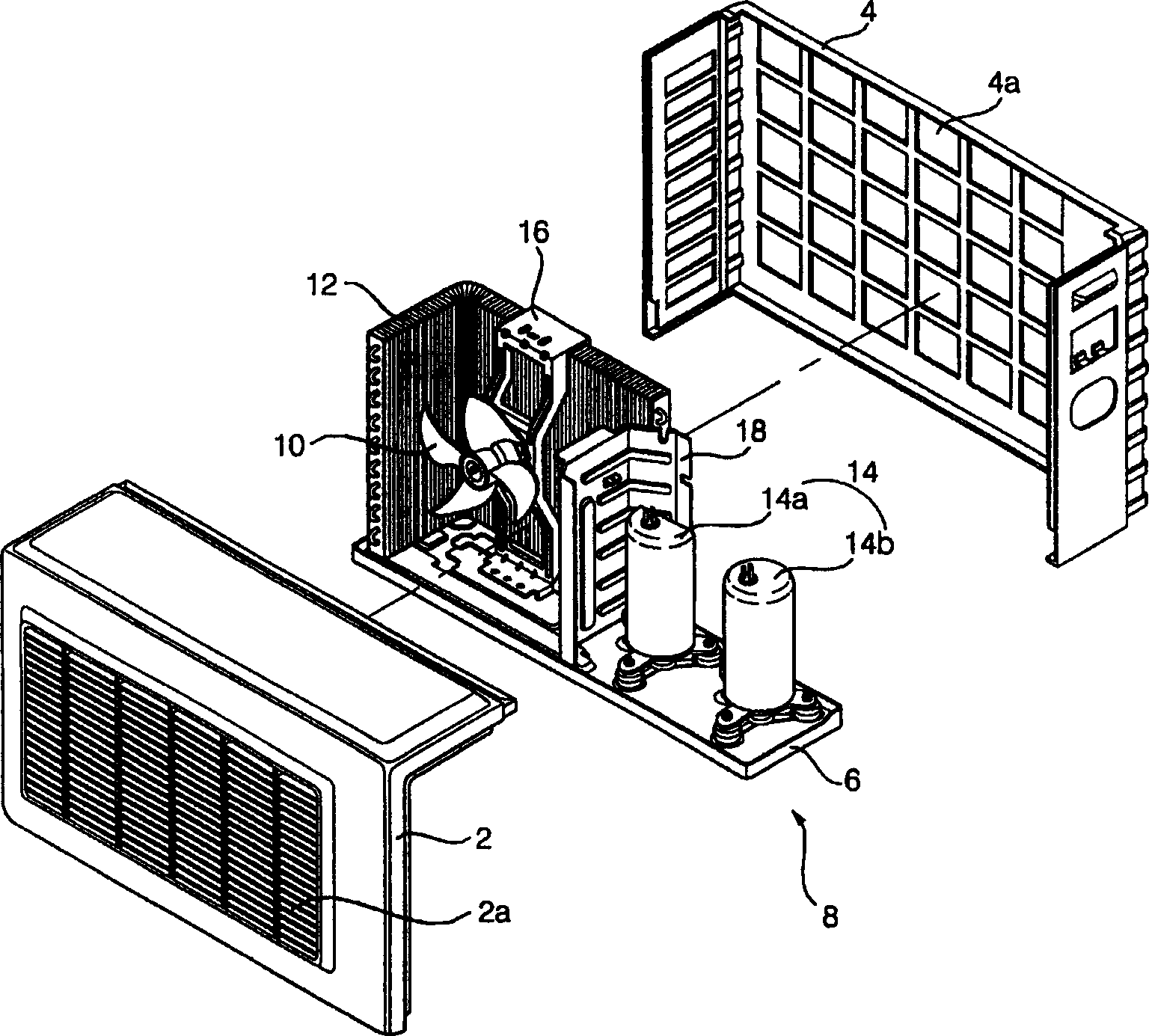 Noise reducing structure for outdoor unit of large air conditioner
