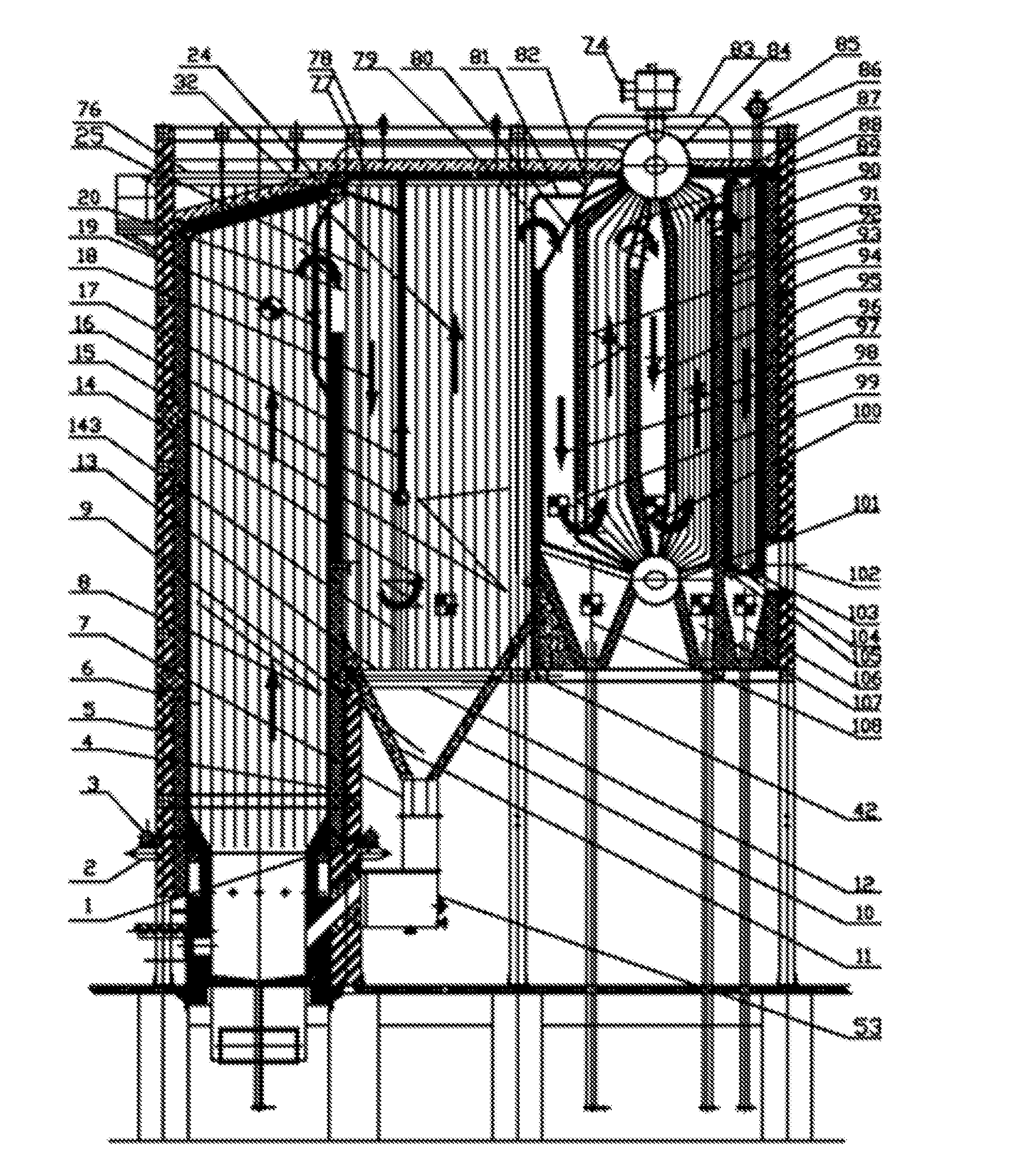 Fluidized-bed boiler integrating multifunctional inertia-gravity separator with multiple furnace profiles