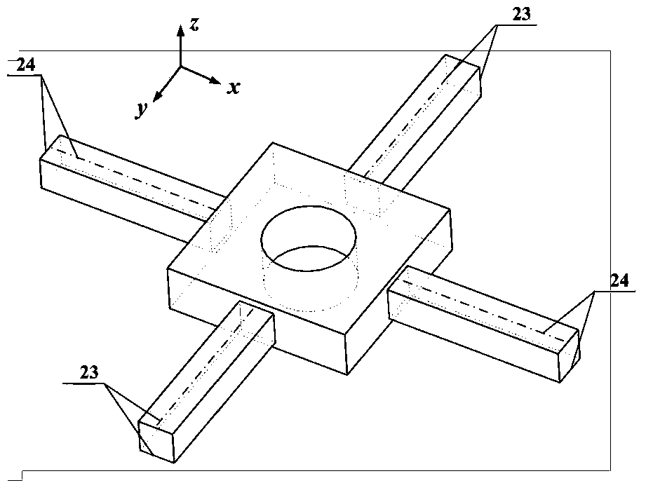 Six-dimensional force-torque sensor for realizing extension of measuring range