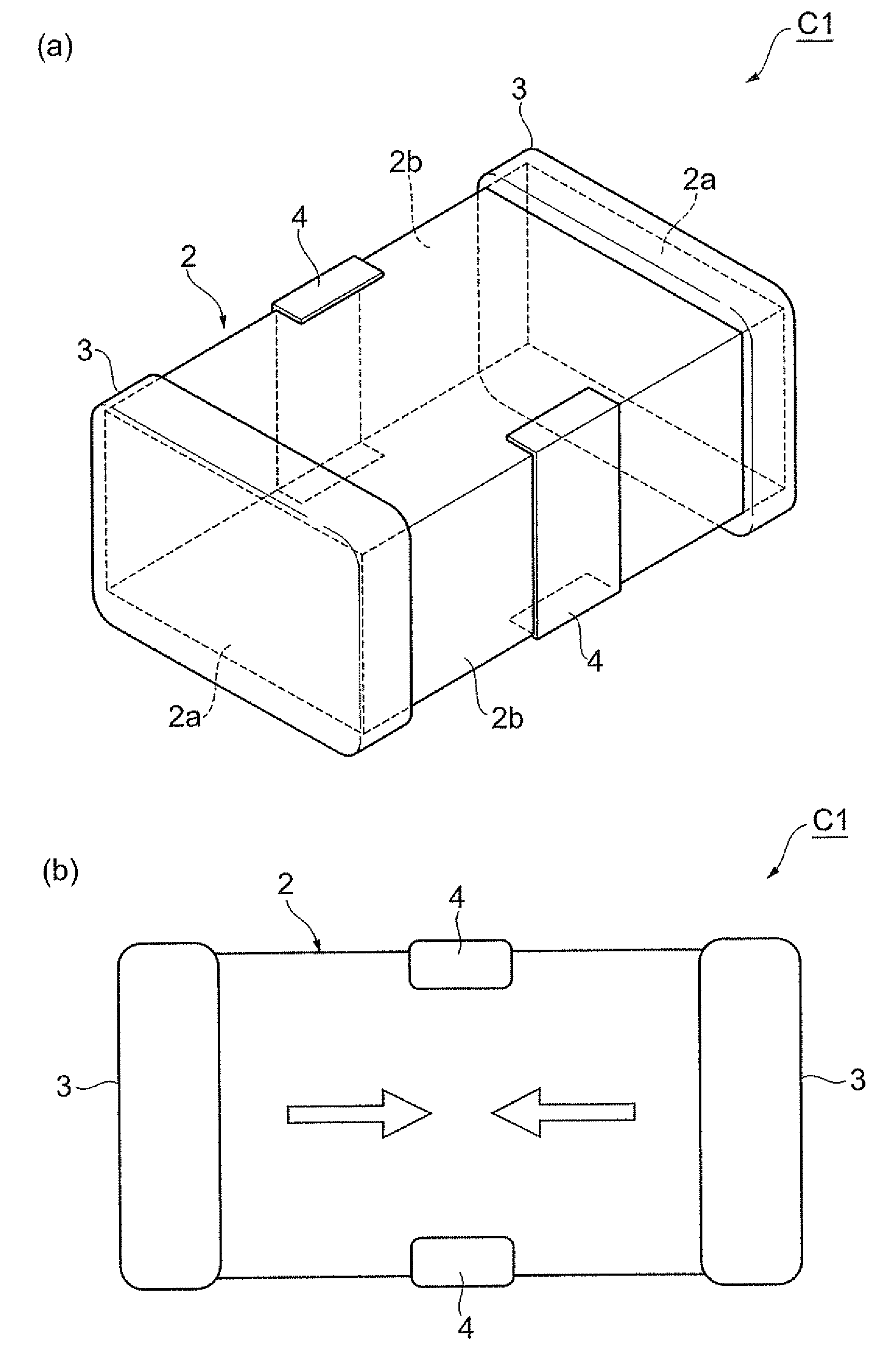 Feedthrough capacitor mounted structure