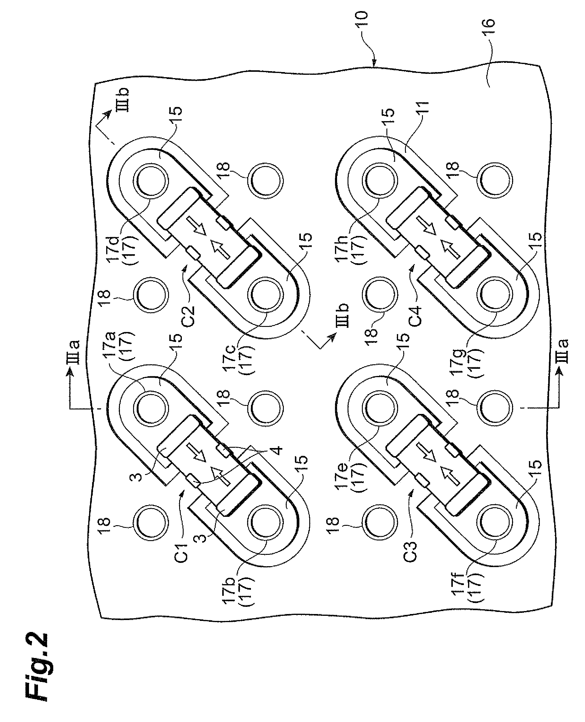 Feedthrough capacitor mounted structure