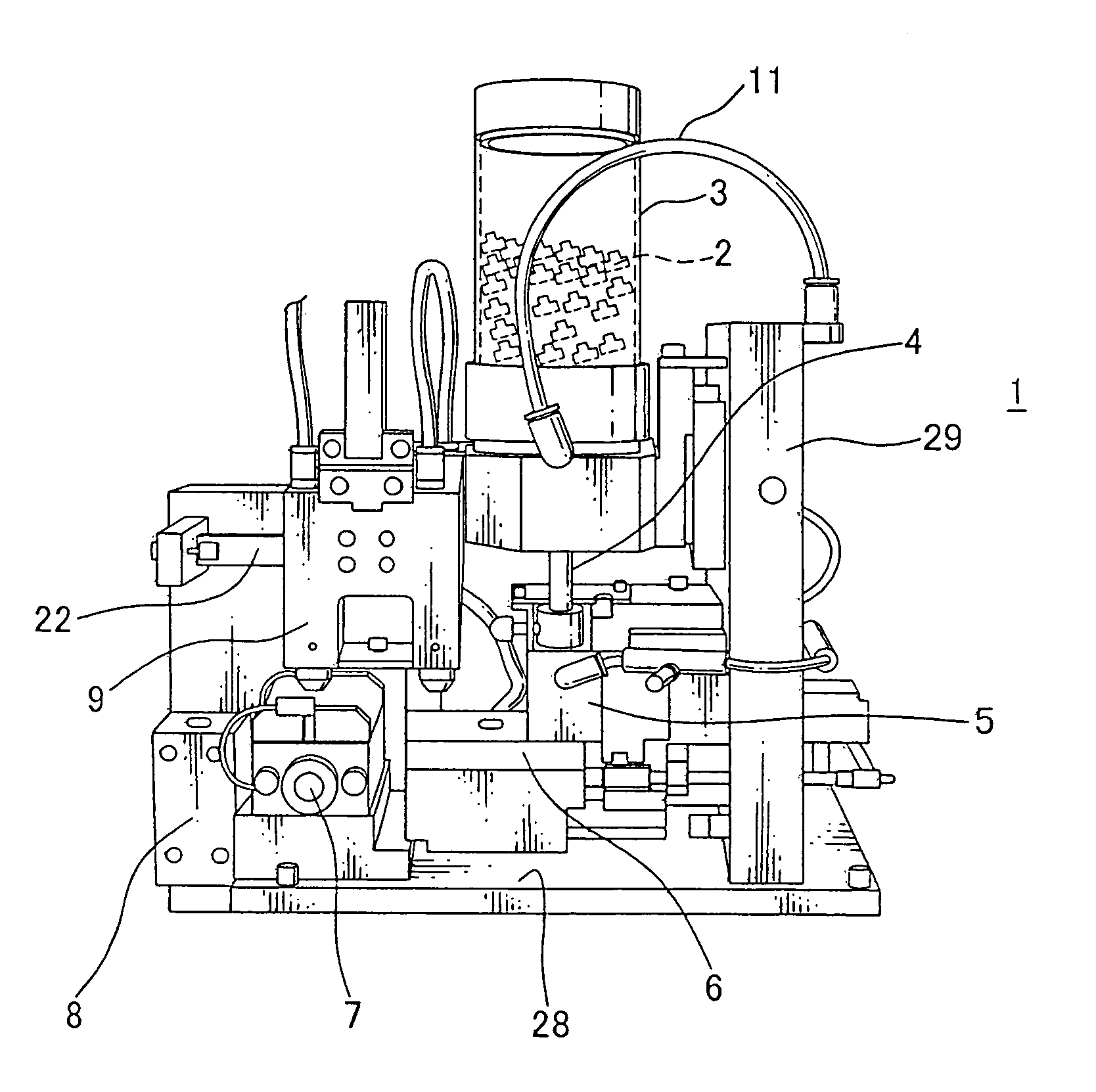 Elliptic rubber stopper supply method and elliptic rubber stopper supply device