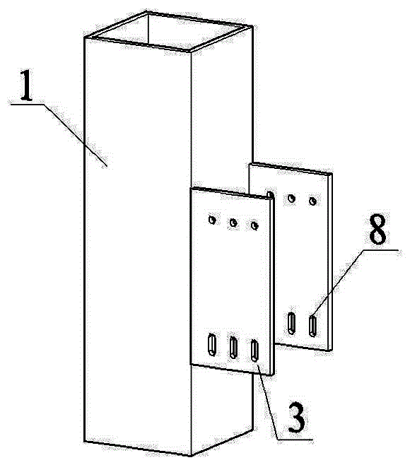 Assembly joints and construction methods of double-ear plate square pipe column and h-shaped steel frame with variable beam height