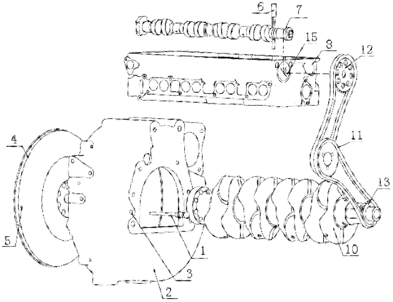Timing positioning system device for top-mounted engine of camshaft