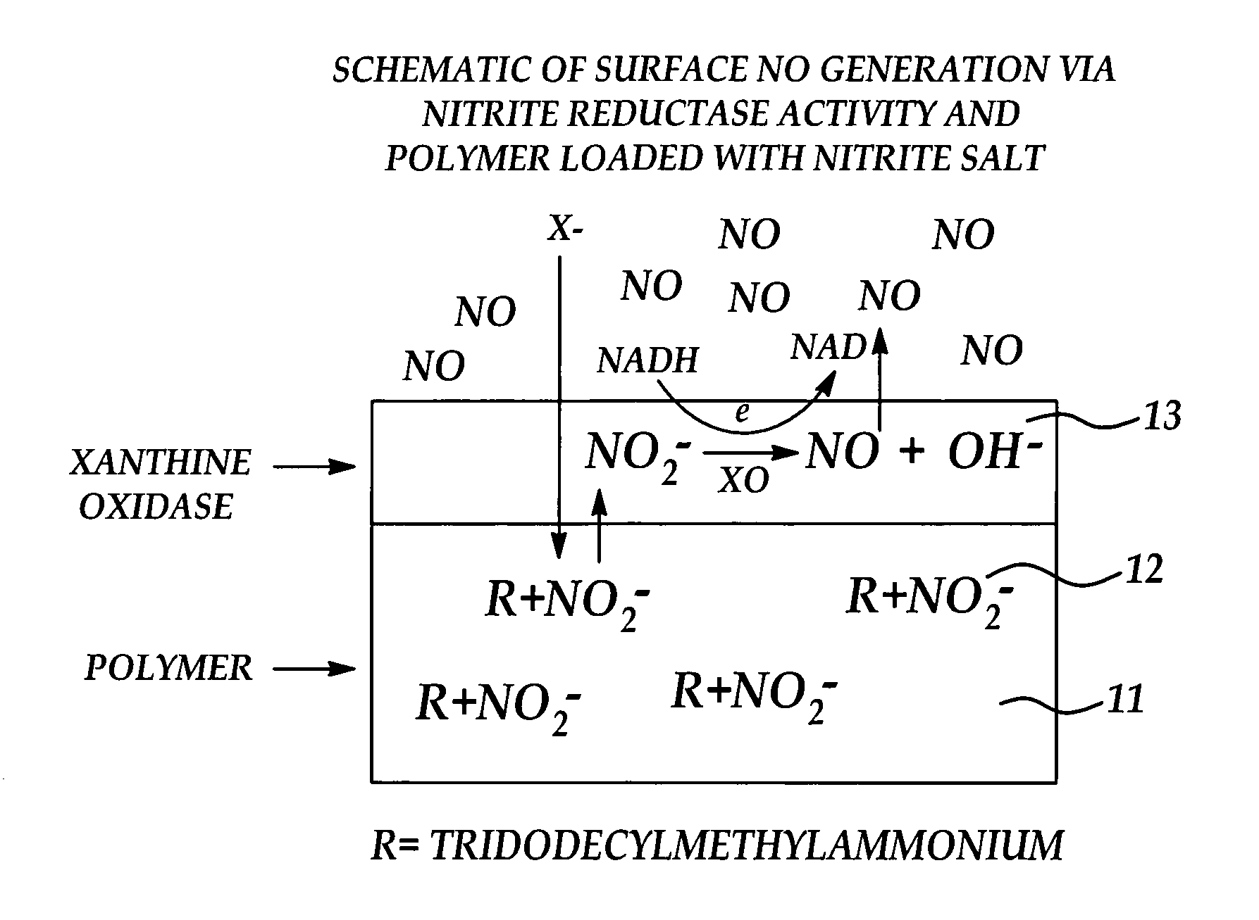 Material containing metal ion ligand complex producing nitric oxide in contact with blood