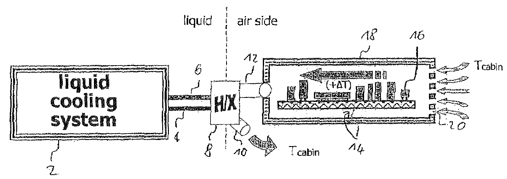 Aircraft electronics cooling apparatus for an aircraft having a liquid cooling system