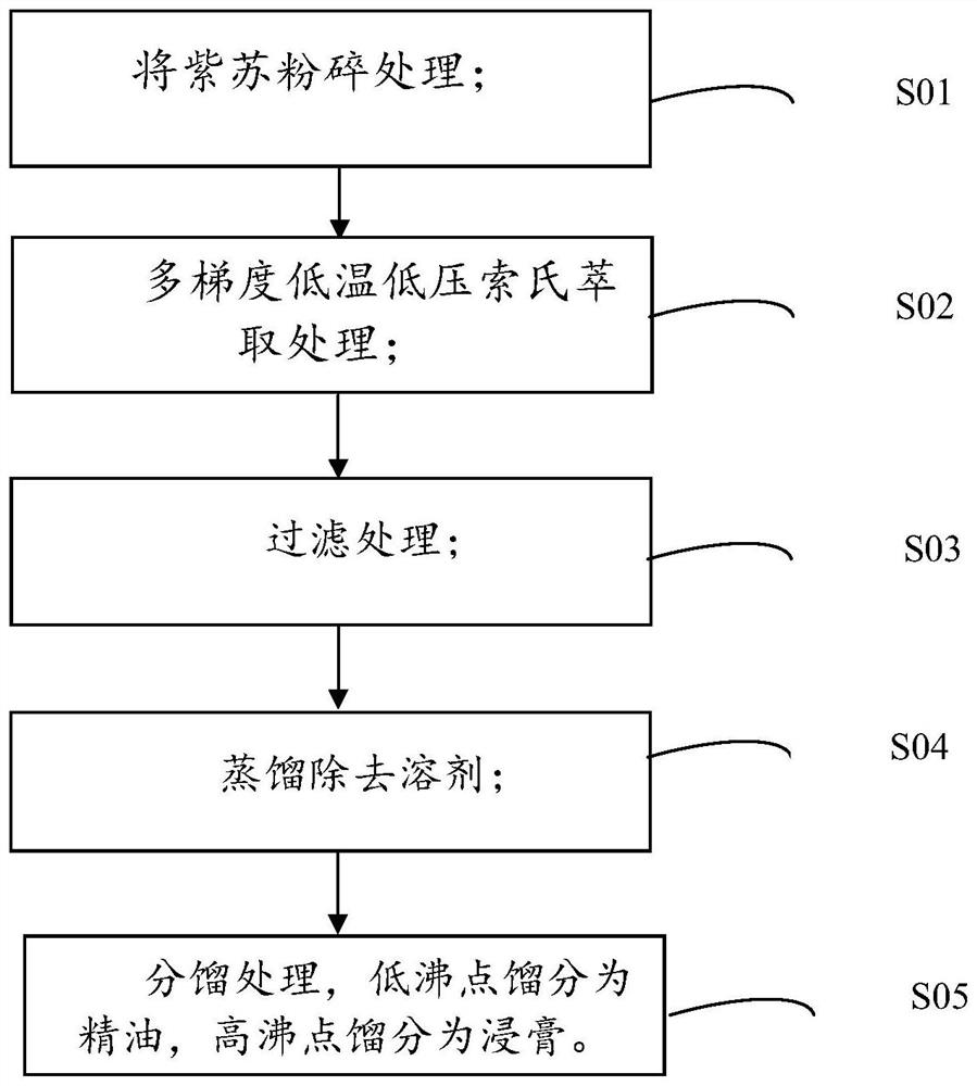 Skin-whitening and freckle-removing purple perilla essential oil and extraction method of extract