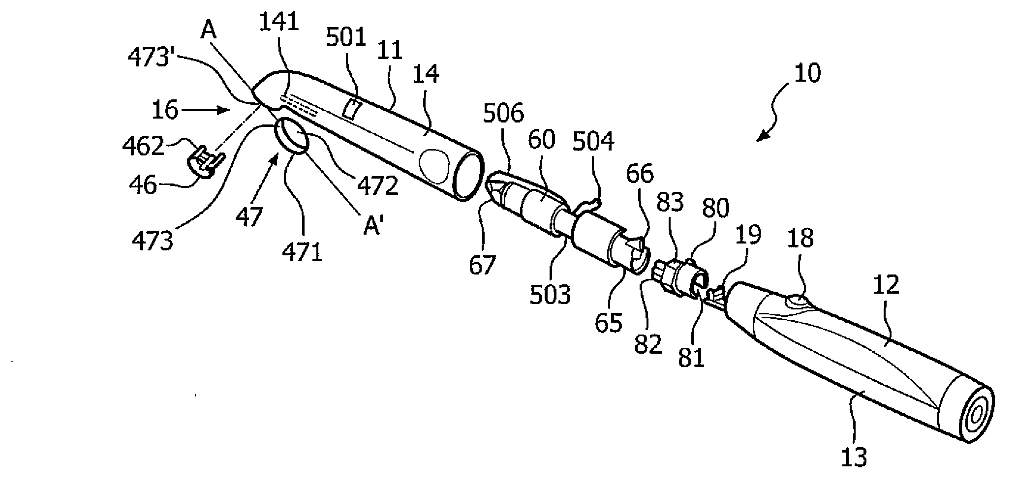 Dental light device with identification means