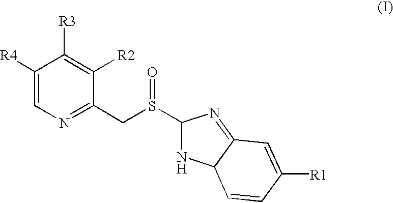 Tableted oral pharmaceutical dosage form, with enteric coating, containing a compound of benzimidazole labile in an acid medium