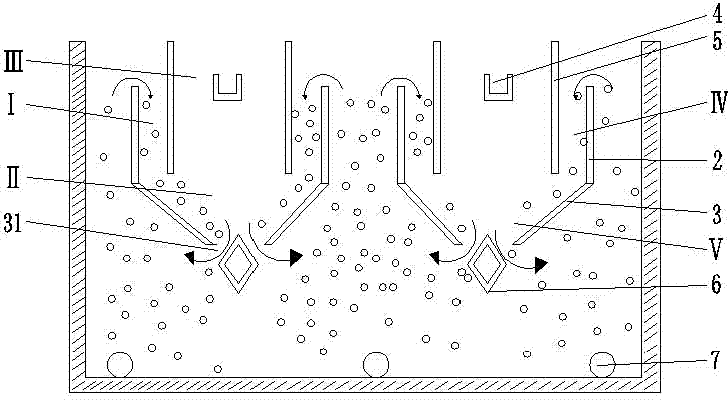 Aerobic three-phase separator and application method thereof in sewage treatment