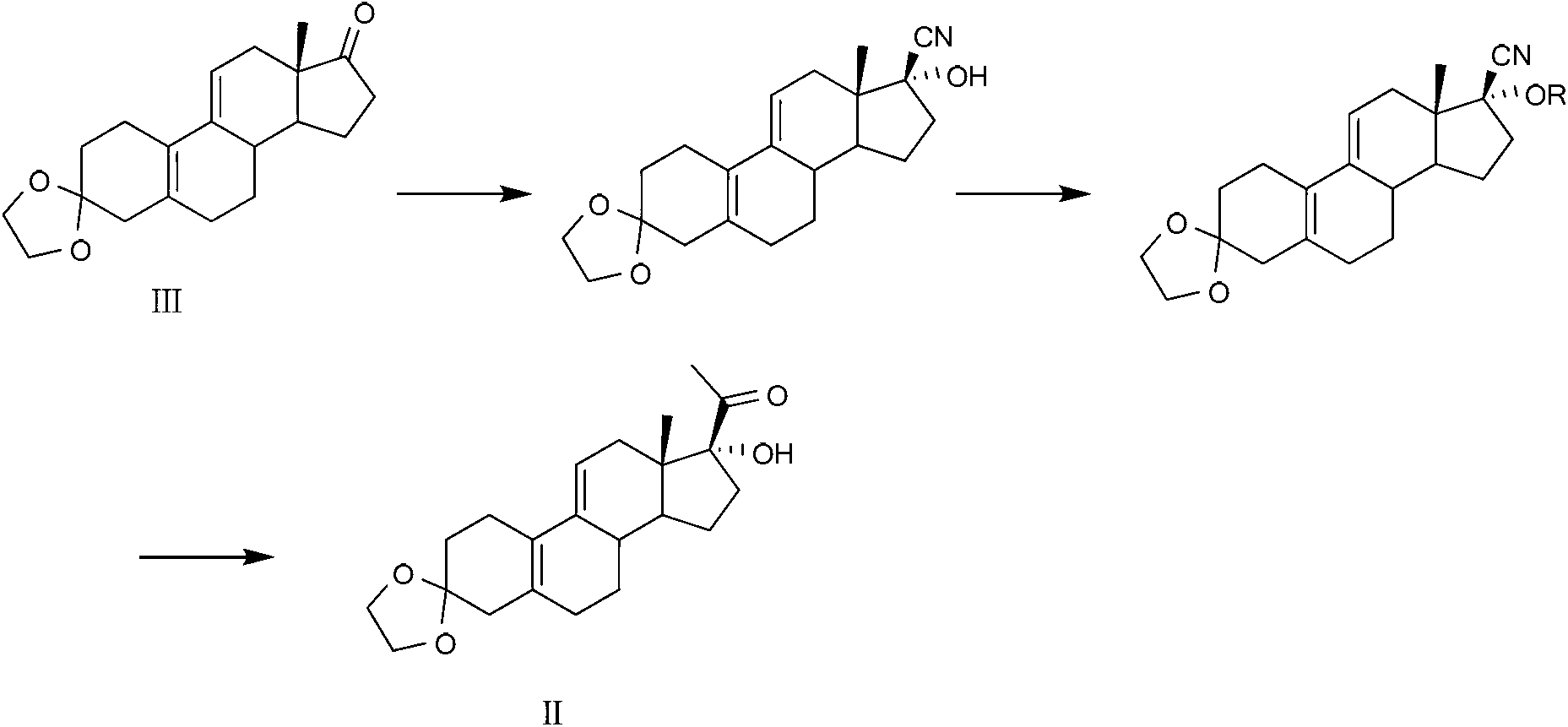Preparation method of key intermediate of Ulipristal acetate