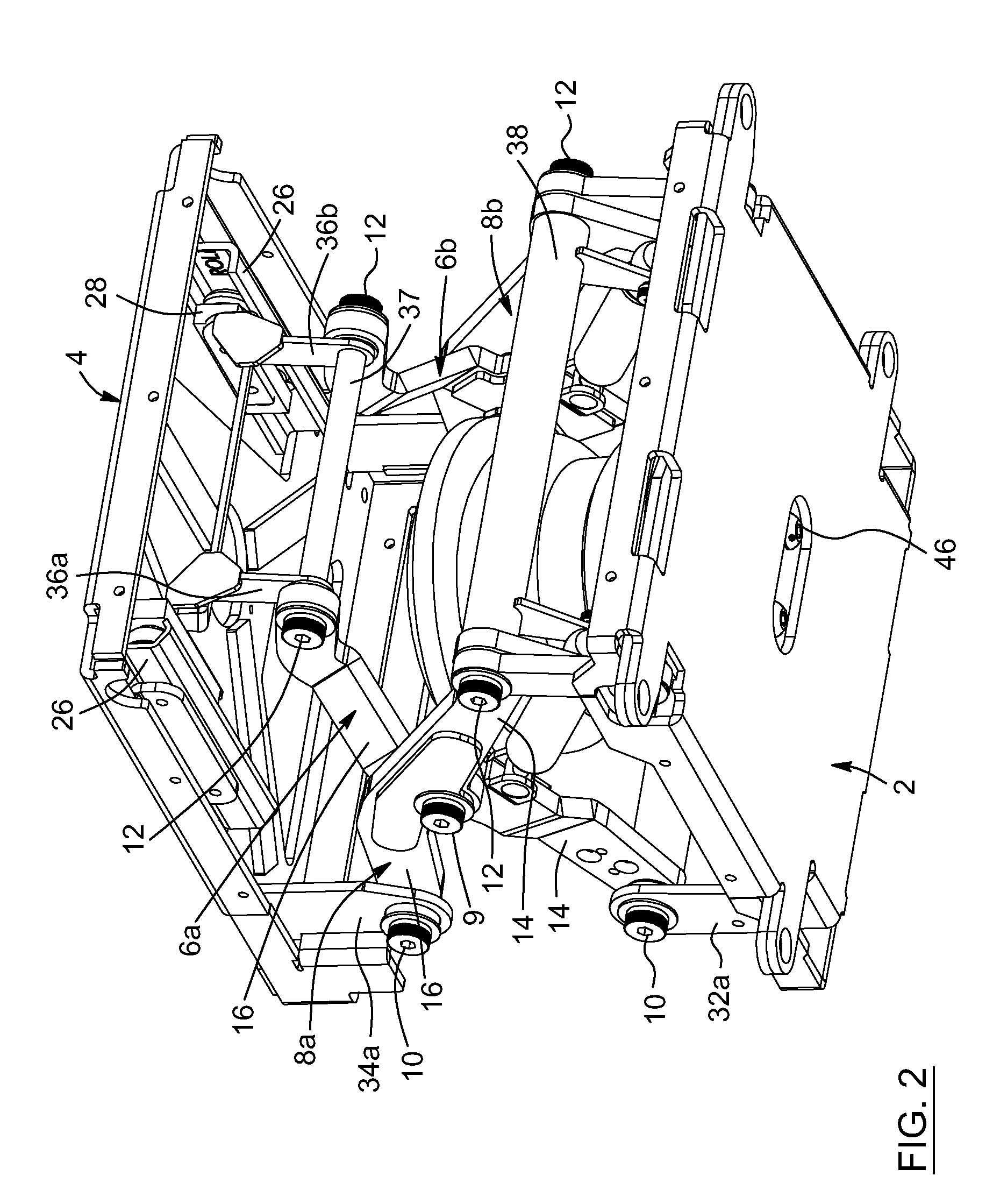 Small footprint scissor suspension mechanism