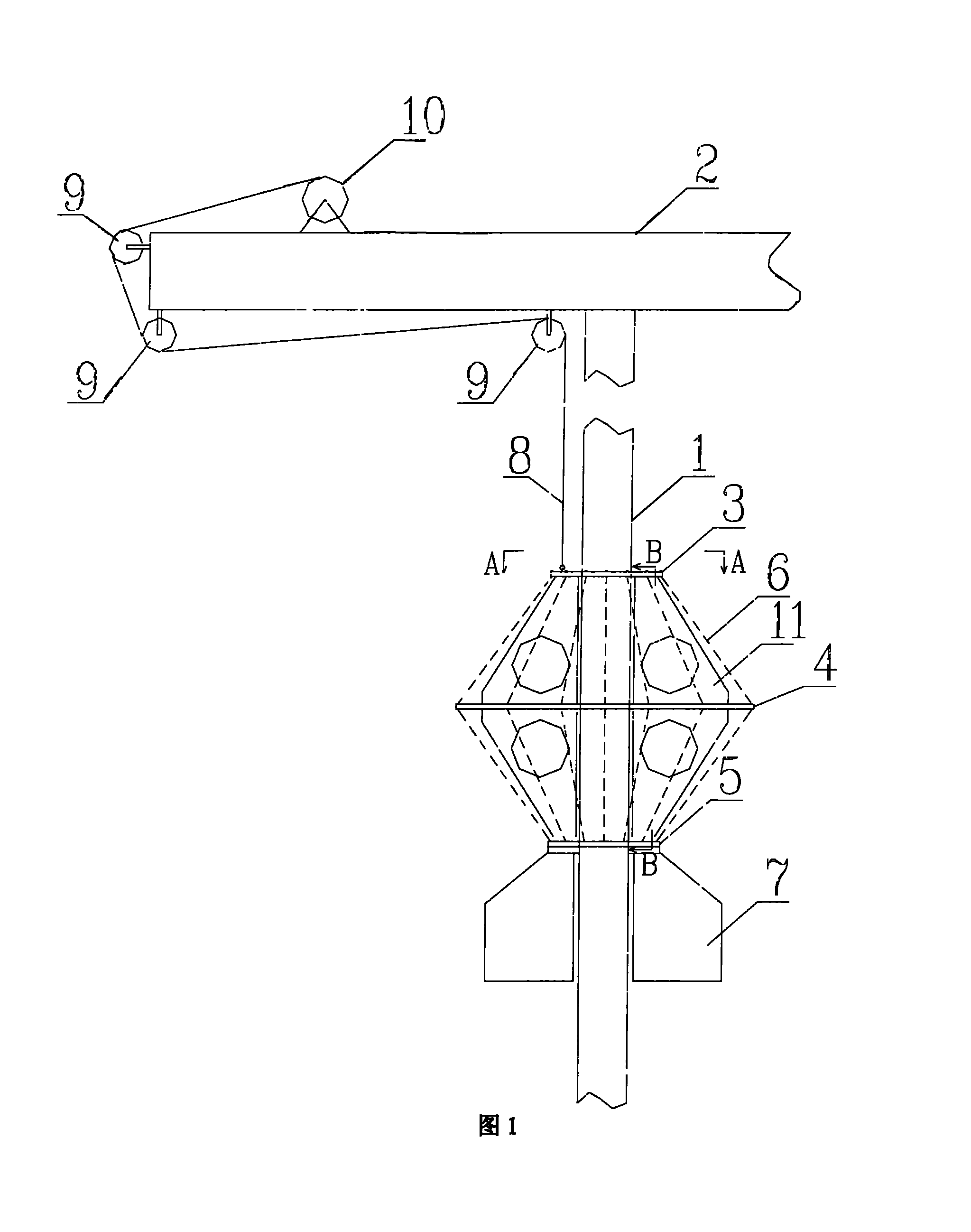 Self-lifting active ice-resistant damping device