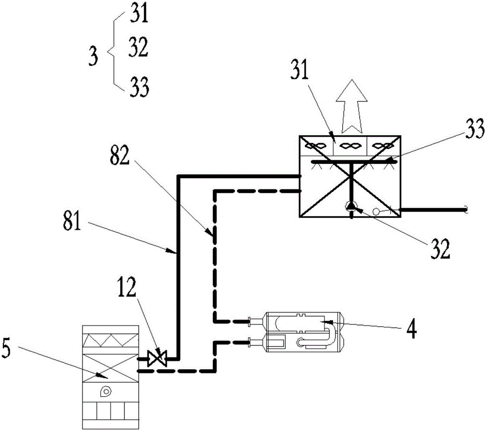 Direct-expansion evaporation-condensation air conditioning system under open type tunnel ventilation mode