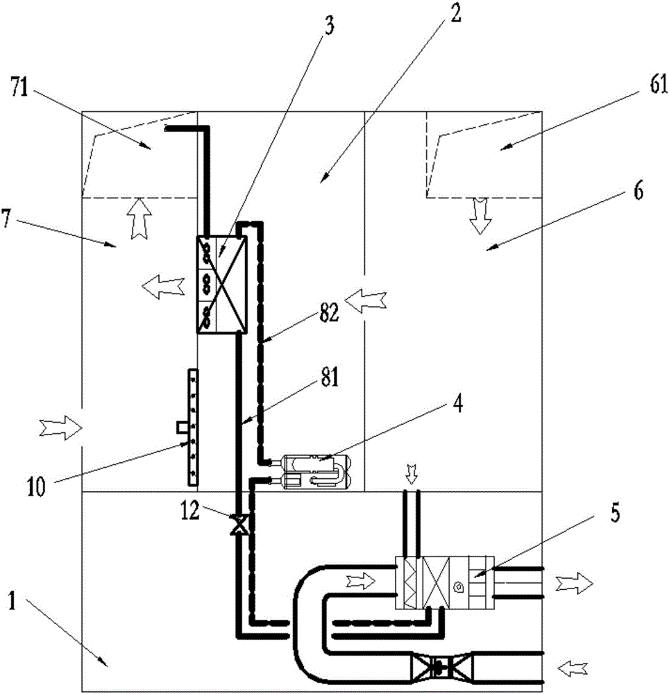 Direct-expansion evaporation-condensation air conditioning system under open type tunnel ventilation mode