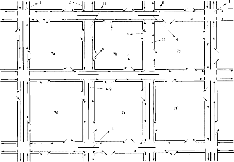 Interference-free urban road transportation network facility and running method thereof