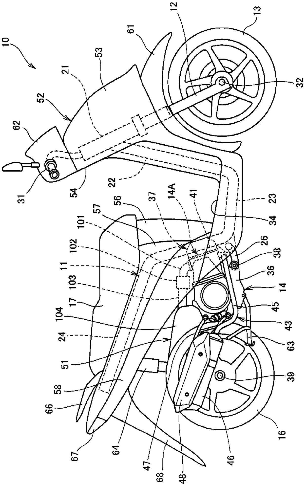 Muffler Support Structure for Saddleback Vehicles