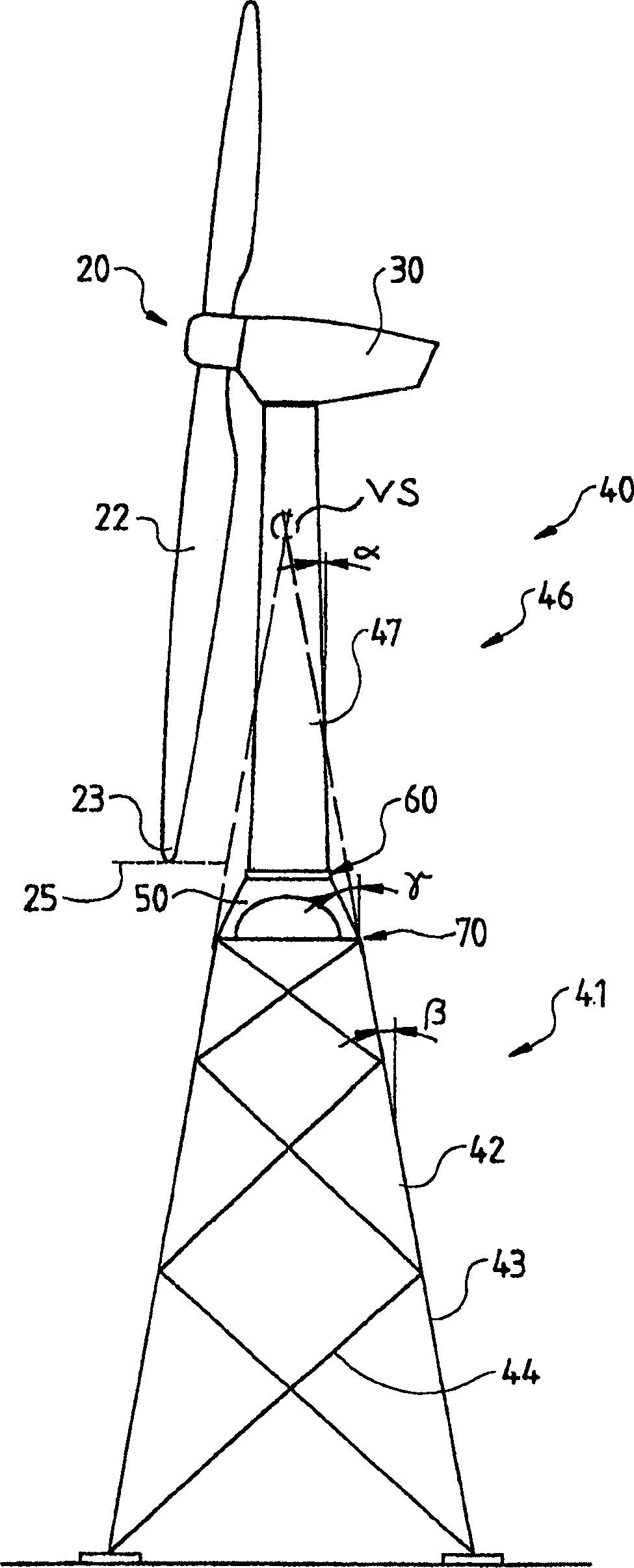 Tower for a wind power station