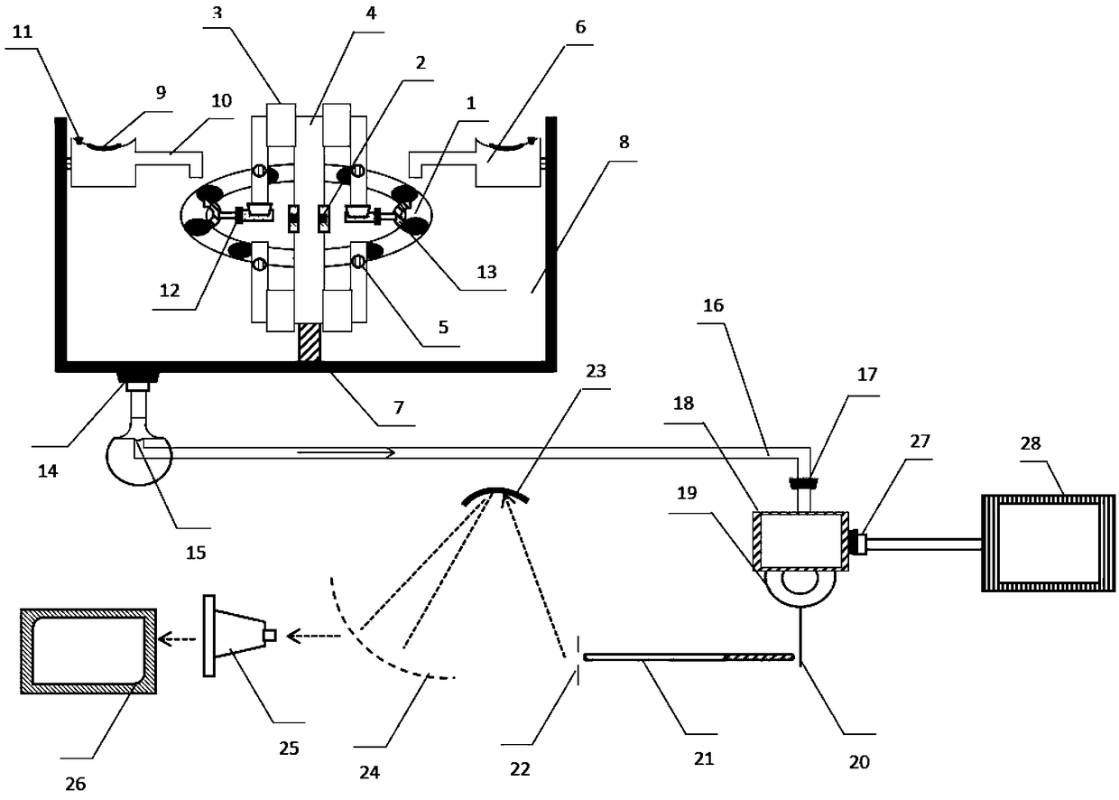 Rolling bearing defect detecting device based on oil spectrum analysis and magnetic flux leakage testing