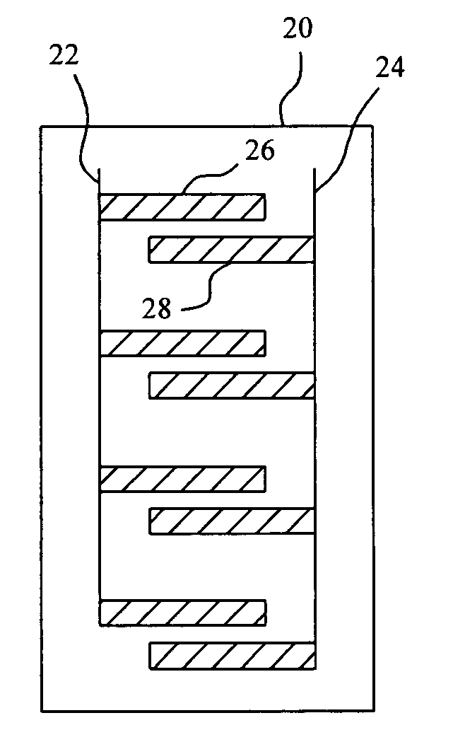 Capacitive touchpad having dual traces coupled with uneven spaced interlaced sensors