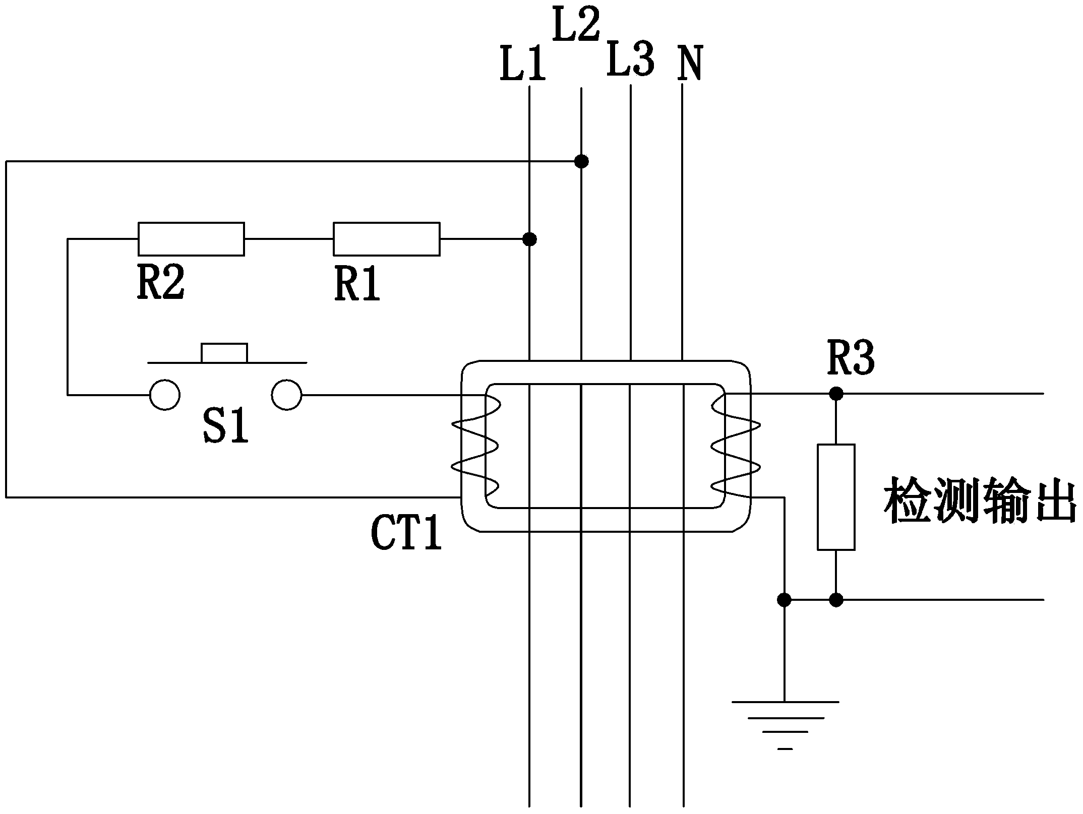 Residual current protection testing circuit