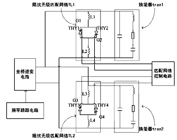 Ultrasonic power source for transducer cascading