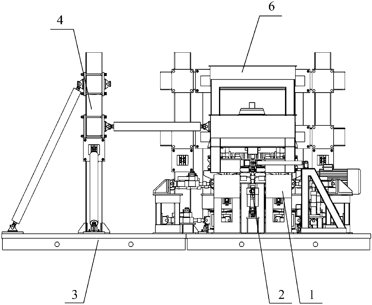 Uniaxial straddle type bogie dynamic parameter and traction dynamic performance test bench